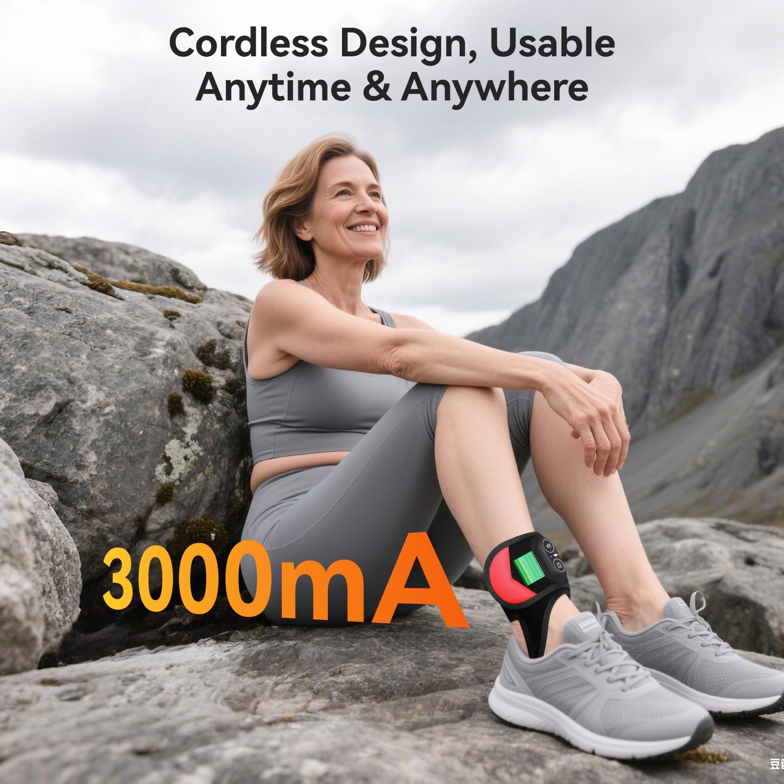 Yabuu Tobillera inalámbrica para masaje que alivia el dolor de tobillo con batería de 3000 mAh, almohadilla térmica de tobillo para tensión de ligamentos, tendinitis de Aquiles, cuidado de las