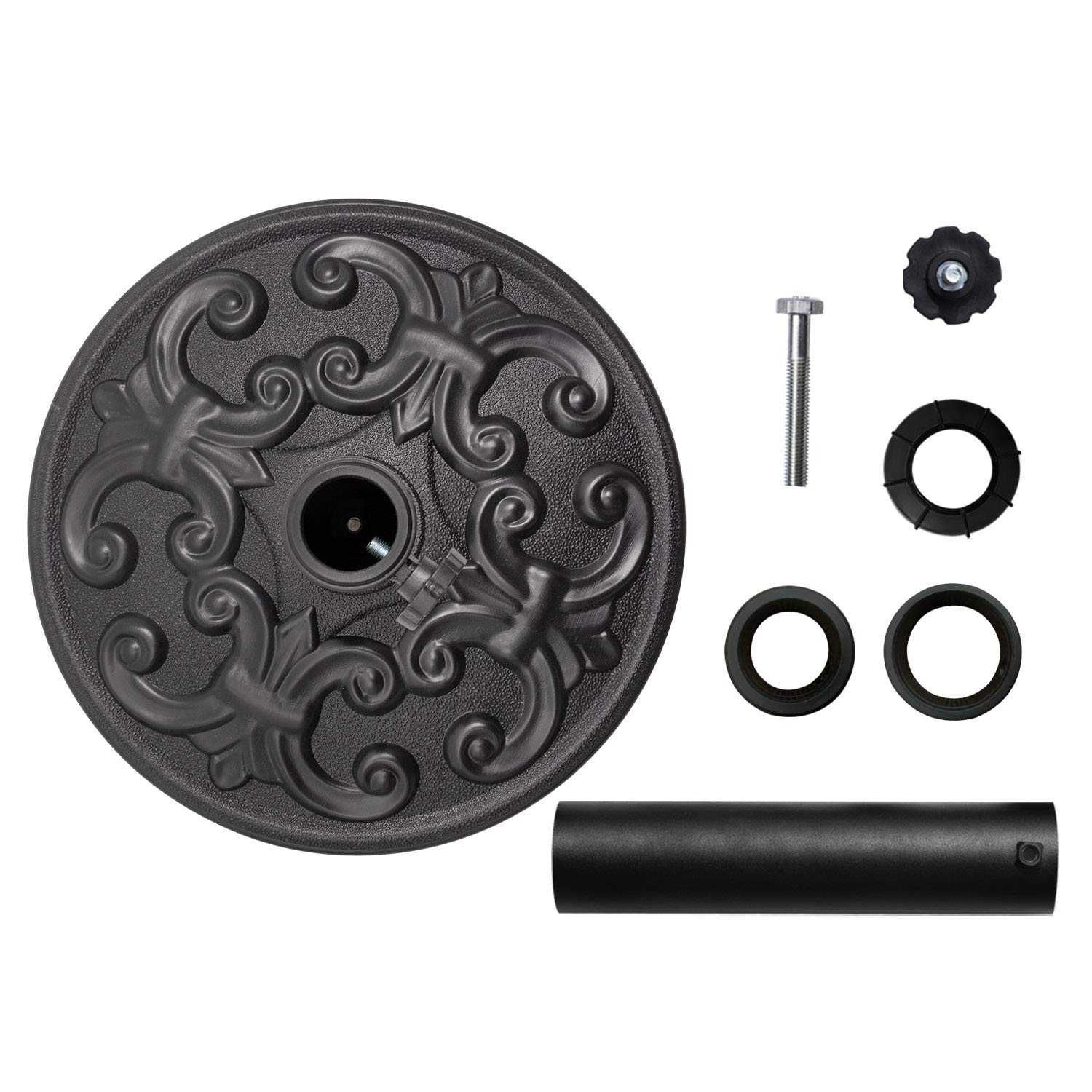 VredHom 30lbs Patio Market Umbrella Base, Outdoor Heavy Duty Market Umbrella Stand,Cement Filled Weighted Base,Weather Resistant Umbrella Base,Outdoor Market Umbrella Holder for Lawn, Garden?Black