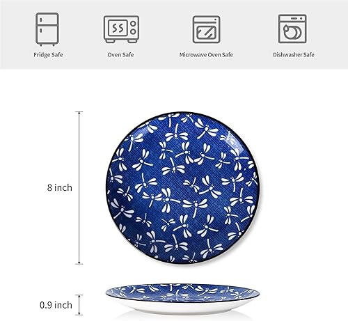 Miniatura 2 de Selamica Juego de platos de ensalada de cerámica, platos de postre de cocina de 8 pulgadas, platos pequeños para servir aperitivos, pasta, aptos