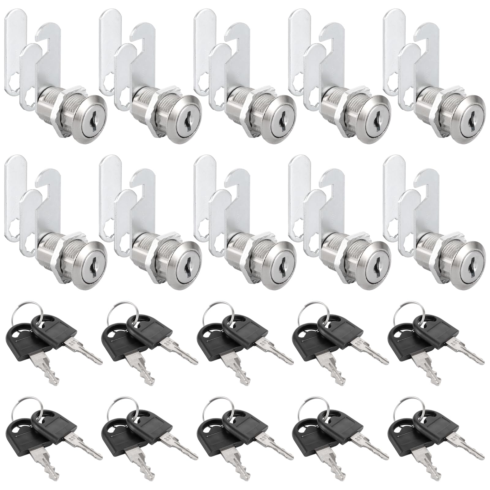 SENENQU 10 cerraduras para armarios con llave, 20 mm, con llave, cerradura para buzón, para cajones y armarios