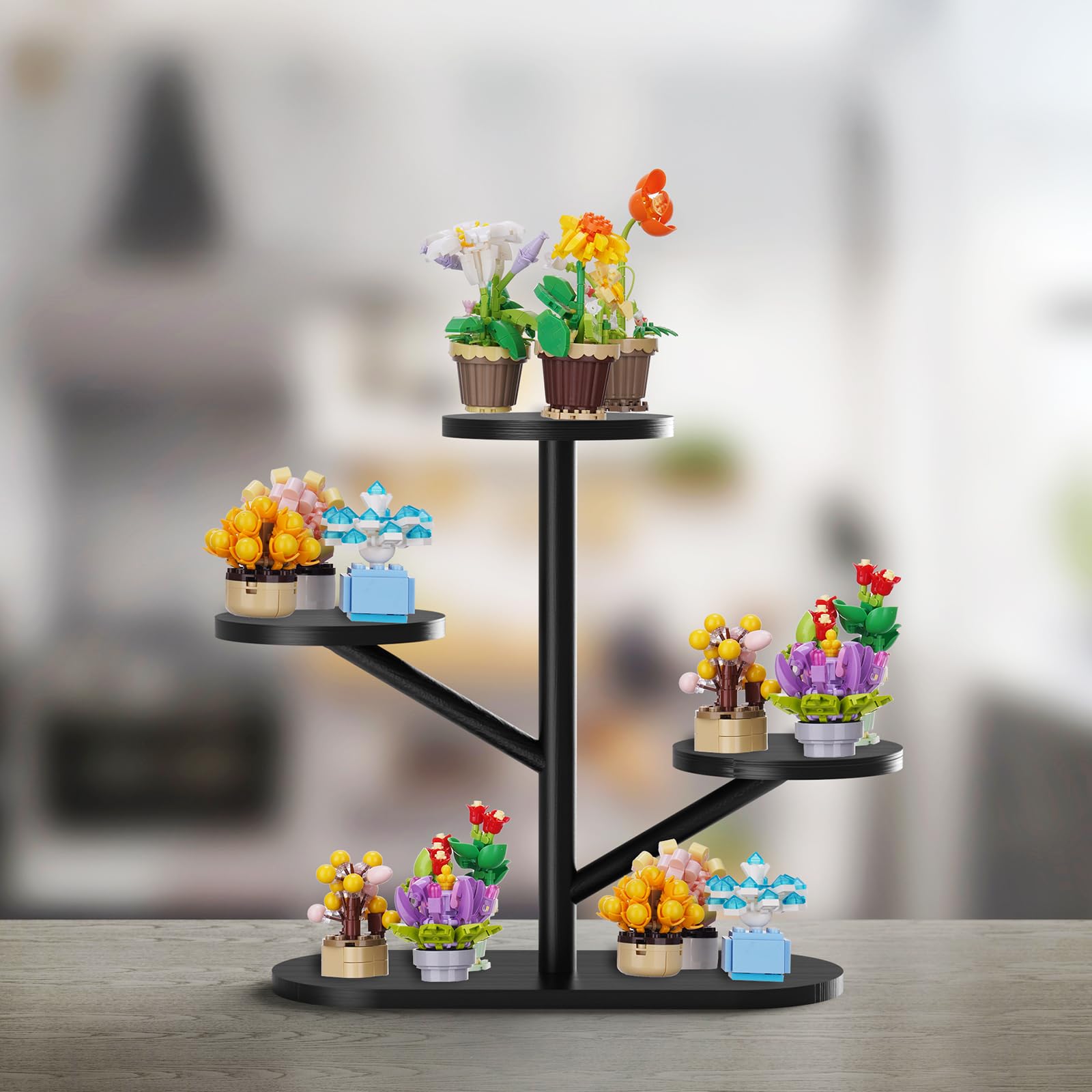 NiHome Tree-Shaped Bamboo Display Stand for Collectibles Mini Figures, Jewelry - Image 2