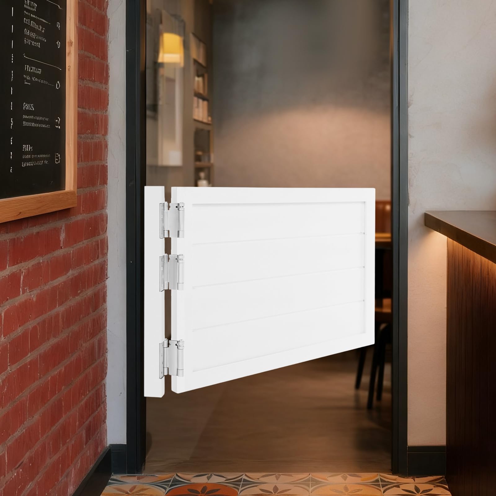 Porte battante - En bois - 90 x 60 cm - Avec portes battantes à fermeture automatique - Pour café, bar, cuisine - Blanc
