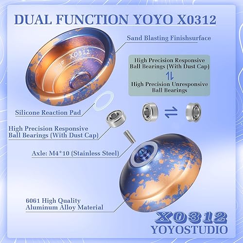 Miniatura 3 de Yoyo Yo Yo profesional que no responde para niños de 8 a 12 años, Yoyo para adultos, niños principiantes, Yoyo de metal truco, yoyo profesional con