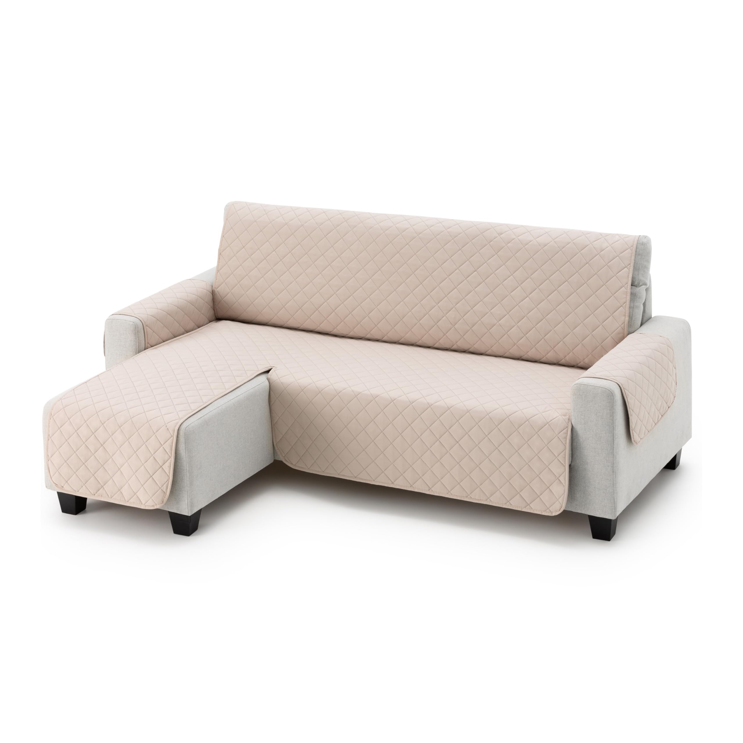 Padded Chaise Longue Cover Due 280 cm, Left Arm, Beige, Universal Sofa Protector, Soft and Resistant Touch, Ideal for Pets, Made in Spain OEKO-TEX STANDARD 100