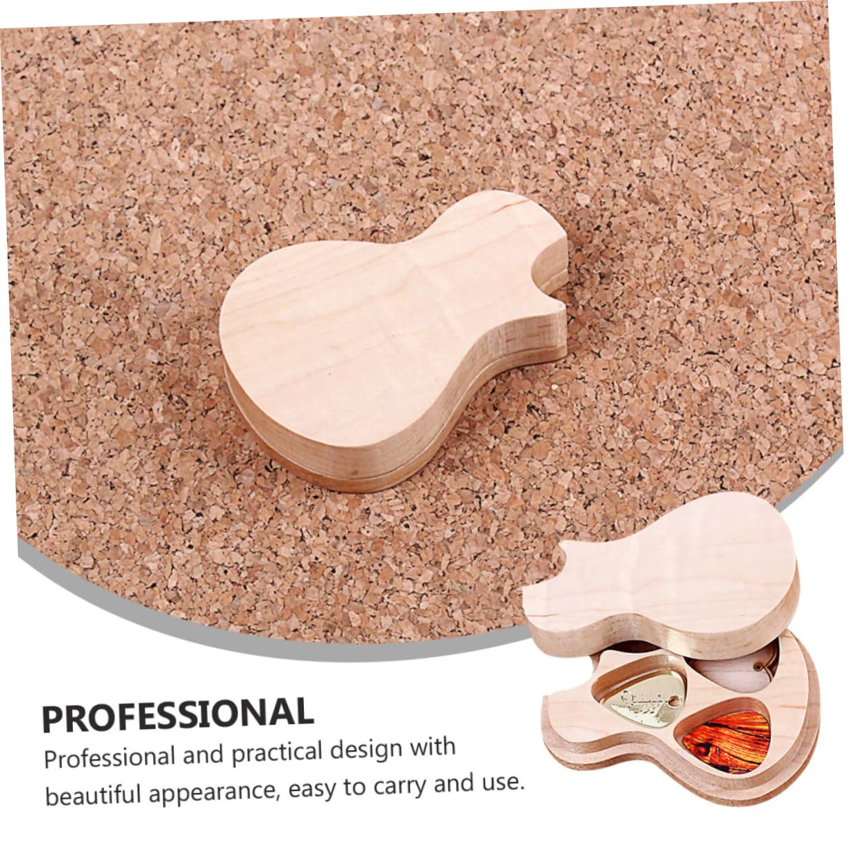 YARNOW 1 Juego Caja de Almacenamiento de Púas de Guitarra Forma de Guitarra con Púas de Madera Estuche para Guitarristas Organizador de Accesorios Musicales Artístico para Músicos y
