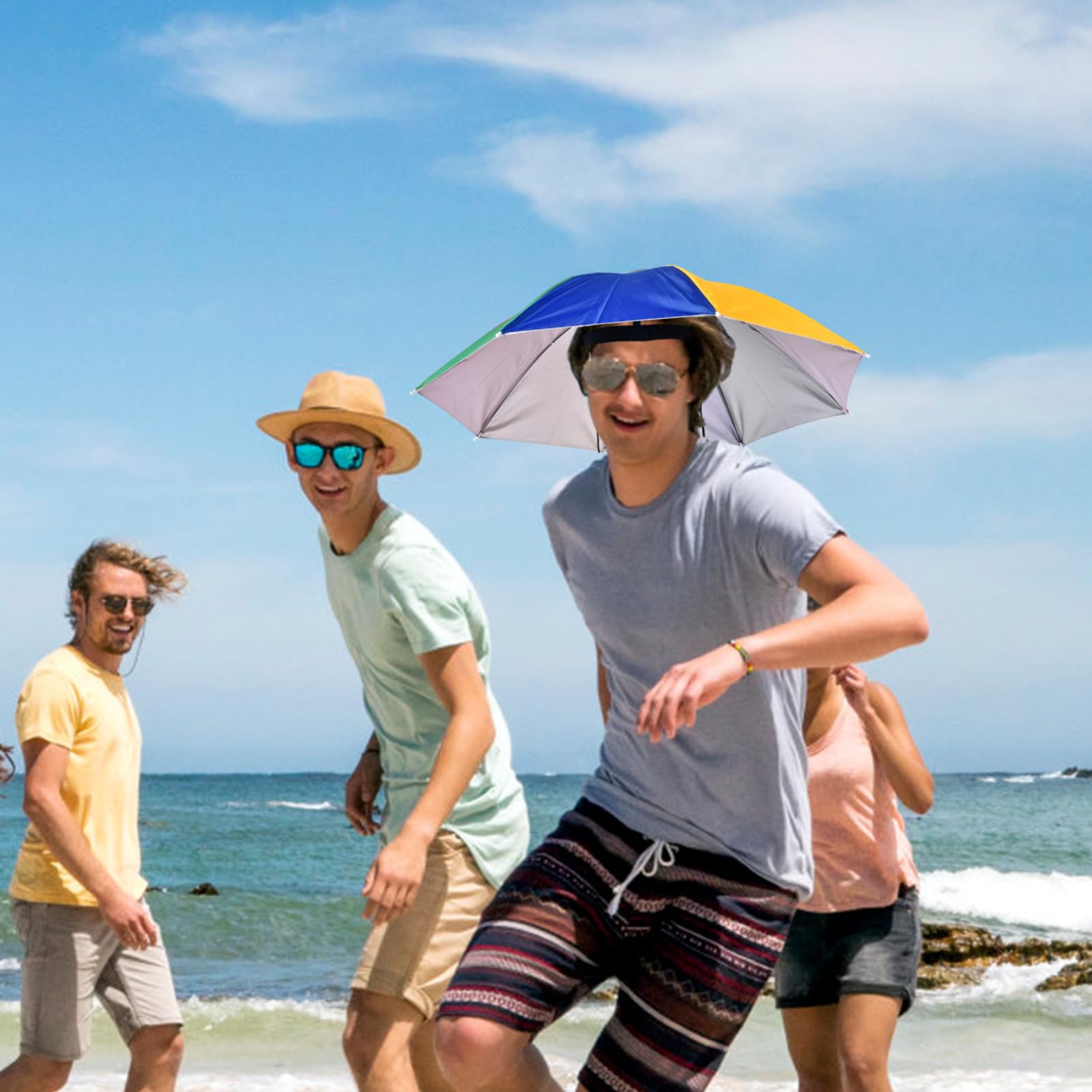 Ombrello | Cappello Ombrello da con Elastico,Copricapo Elastico Compatto con Protezione Raggi UV e dalla Pioggia per la, Il Golf, Il Giardinaggio all'aperto