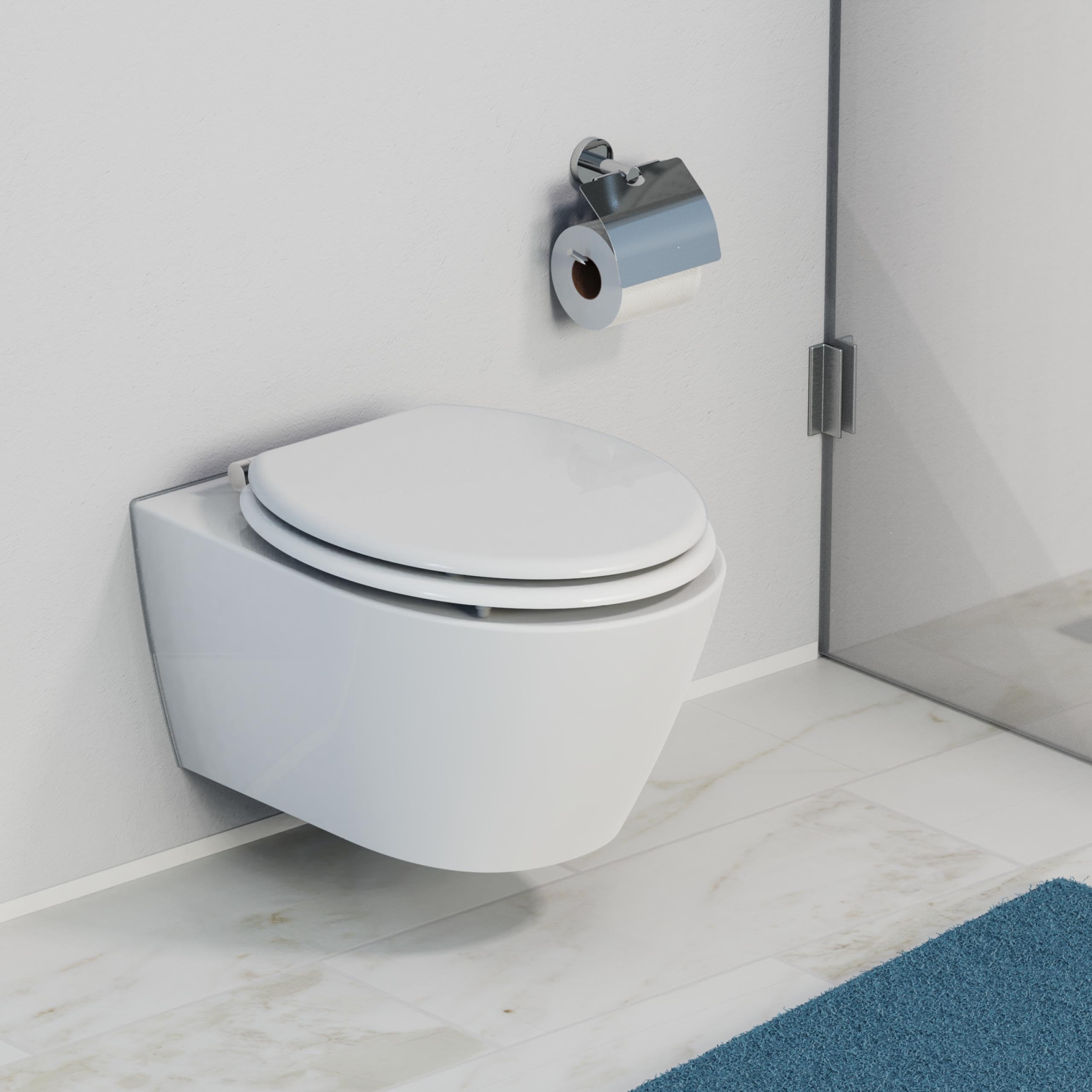 SCHÜTTE WC-Sitz mit Absenkautomatik aus Holz | Toilettendeckel aus MDF | Holzkern Toilettensitz mit Klodeckel | Klobrille -und Deckel belastbar bis 175kg | Weiß