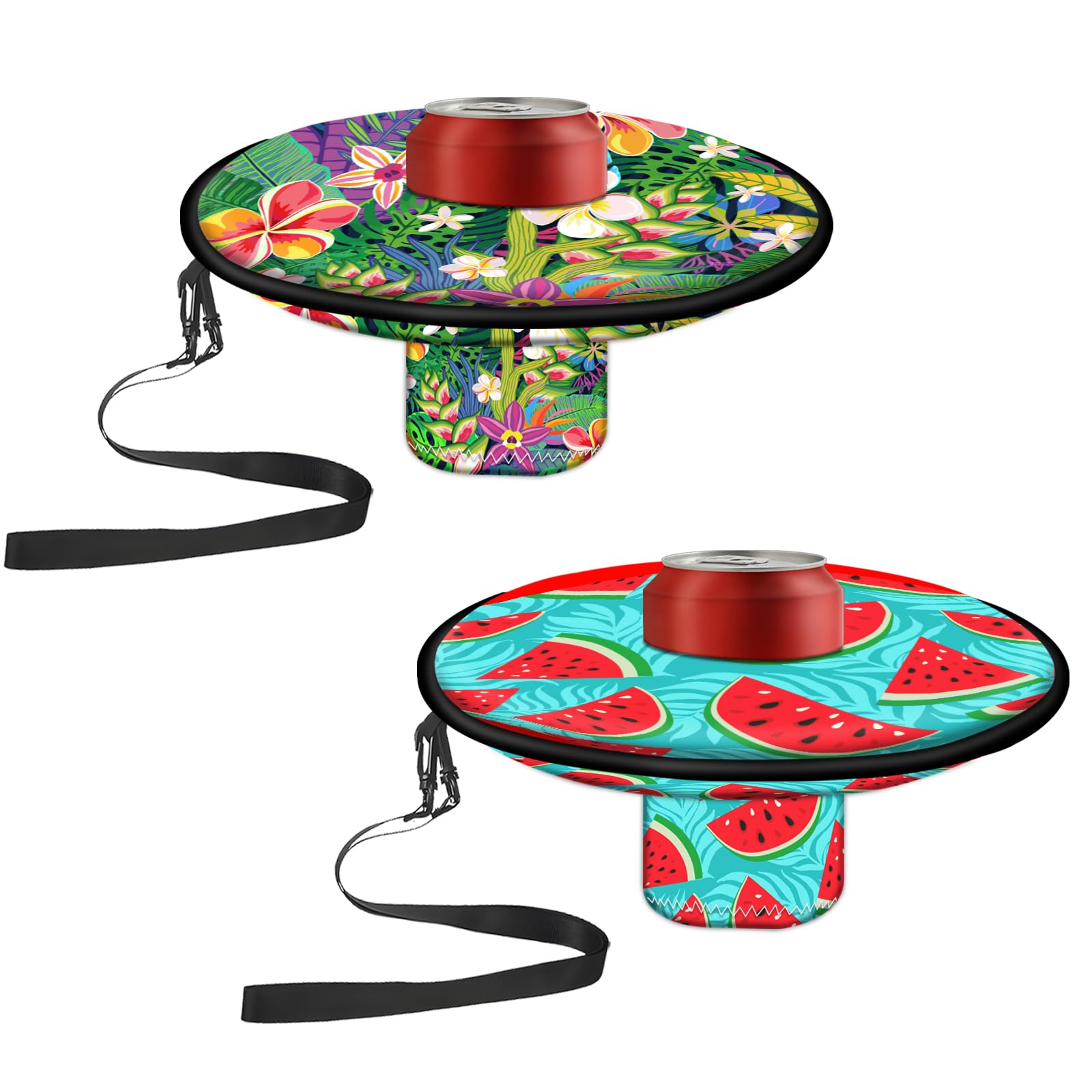 Neoprene Floating Drink Holder Floating Coaster Pool Drink Holder Pool Beer Holder with Rope for Summer Party Tub Lake Boat Water Fun, Medium Size (