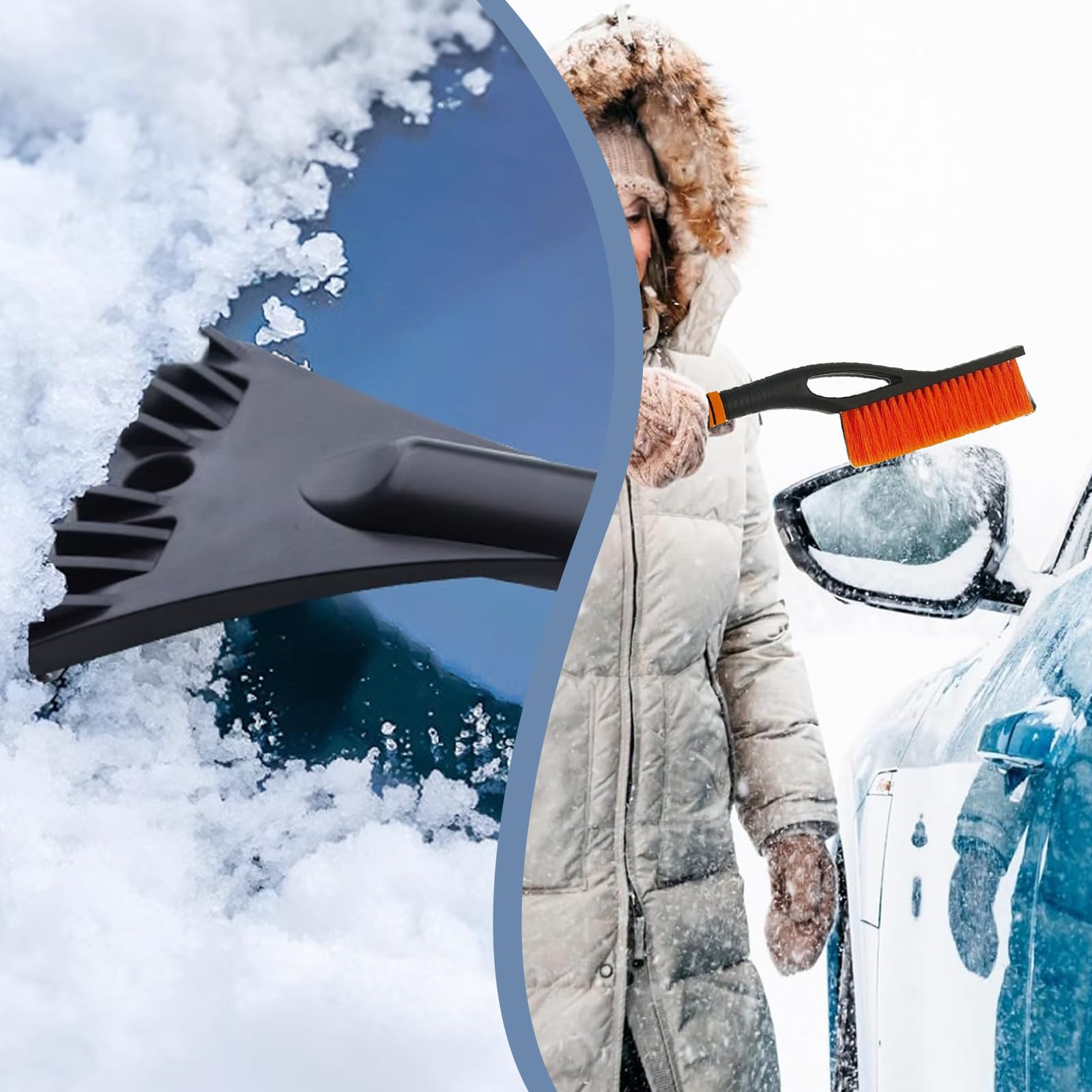 INF Spazzola da neve con raschiaghiaccio per parabrezza auto Blu