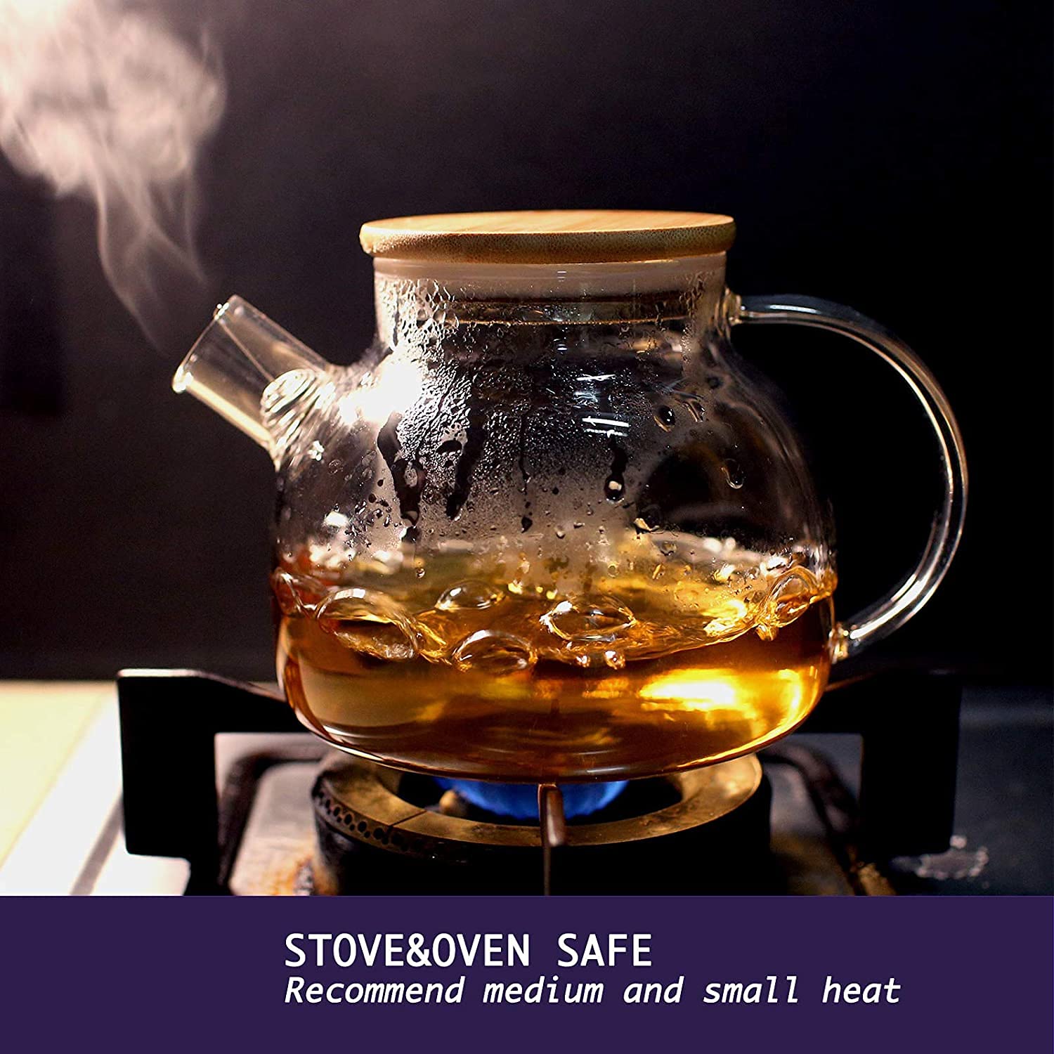 Glass Teapot Stovetop Kettle 33.8/50ounce Heat Resistant
