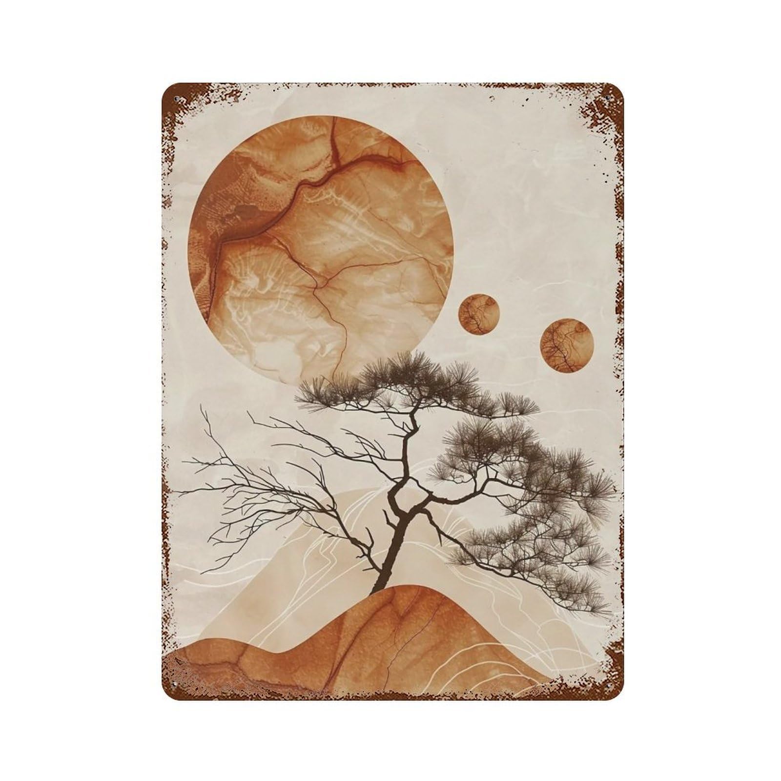 WIHYRTUI Oriental Multi Sun Sacred Mountain Waterscape 02 Wall Retro Iron Metal Tin Sign Vintage Art Poster Modern Home Cofffee Club Art Bar Shop Decor Style 40x30cm