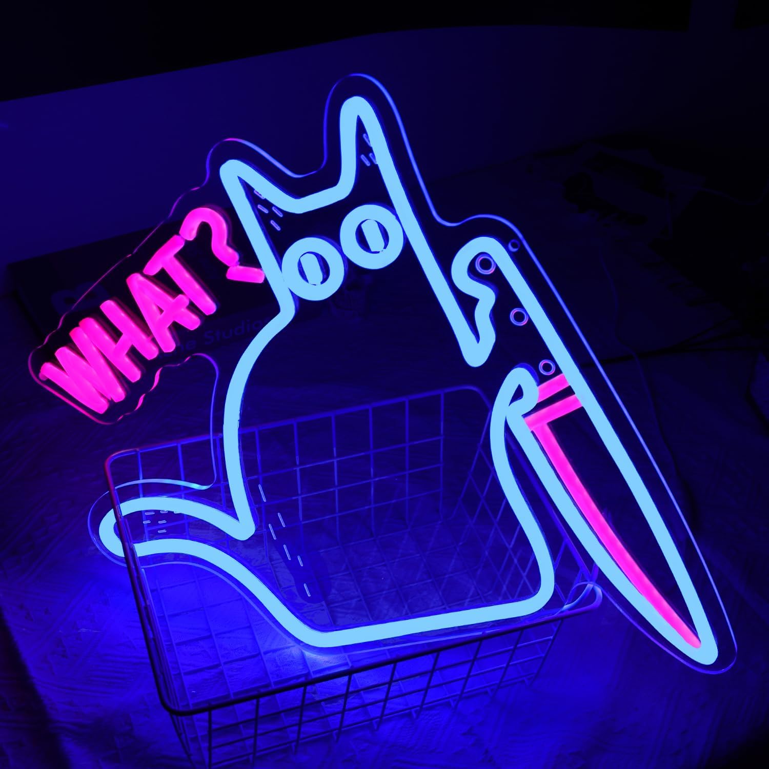 Cat What Neon Sign,Cat Room Decor Sign, Funny Black Cat Murderous Cat With Knife Night Light, For Bedroom Living Room Door Bathroom College Dorm Decor Birthday Christmas Gift