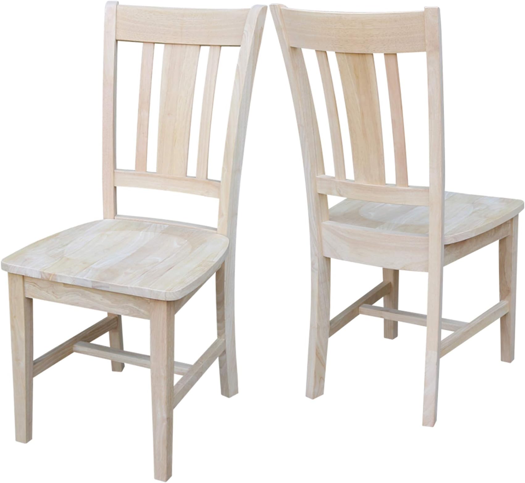 International Concepts San Remo Slat Back Chairs, Solid Parawood, Unfinished (Set of 2)