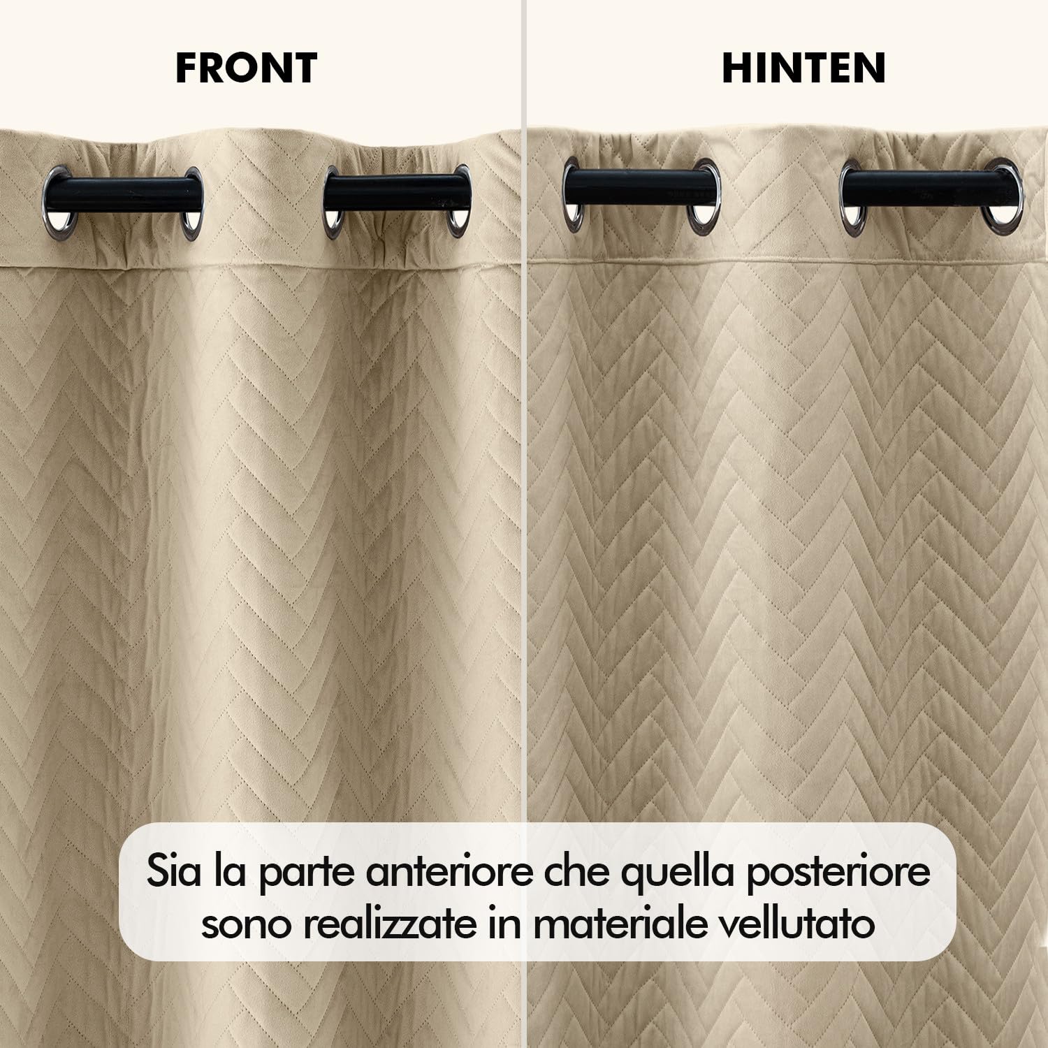 MIULEE Tende Oscuranti Termiche in Velluto Doppia Faccia 280GSM - Tenda Isolante a Occhielli per Interni, Freddo e Caldo, 1 Pezzo, L 132 x A 200 cm, Beige