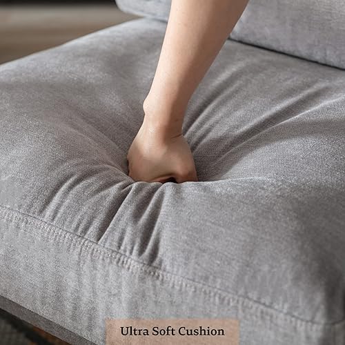 Miniatura 6 de LukeAlon Mid-Century - Silla decorativa de chenilla, ultra suave, con patas de metal, sillón moderno, tapizado, cómoda silla de ocio para