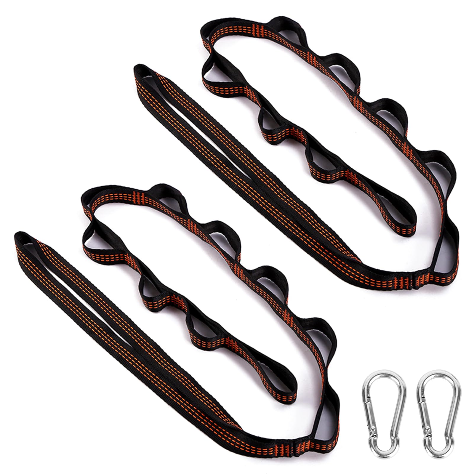 Juego de fijación para hamaca, kit de cuerda de suspensión, juego de suspensión de 300 kg con correas para árbol, fijación de columpio para hamaca de barra, cuerda de hamaca con 2 mosquetones