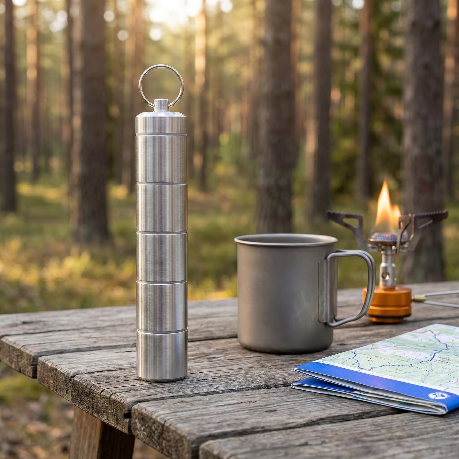 Aluminium Étanche Boite à Épice 5-en-1 Set de 2 Mini Récipients à Épices pour Voyage Pique-Nique