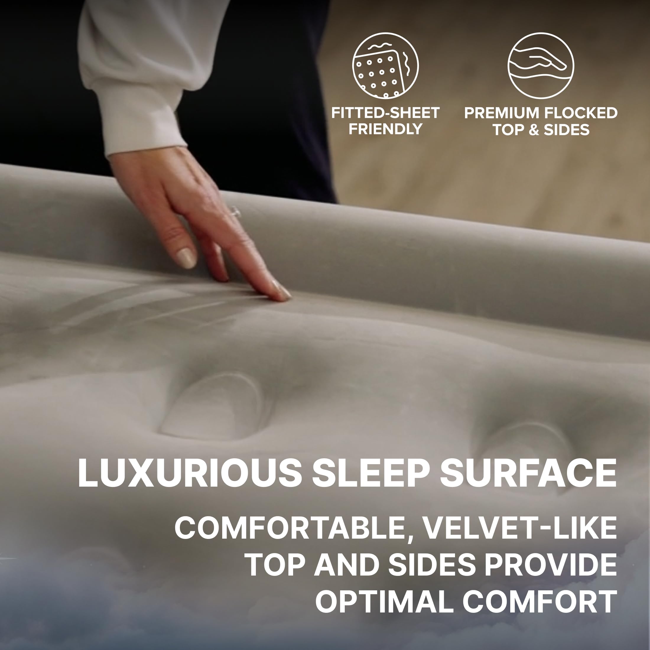 SLEEPLUX Dream Luxus Doppel-Luftmatratze, integrierte Doppelpumpe, bleibt die ganze Nacht aufgeblasen, 45,7 cm, doppelt hohe Luftmatratze mit Spulenbalken, für Gäste, Wohnmobil, Camping & Zuhause, 1