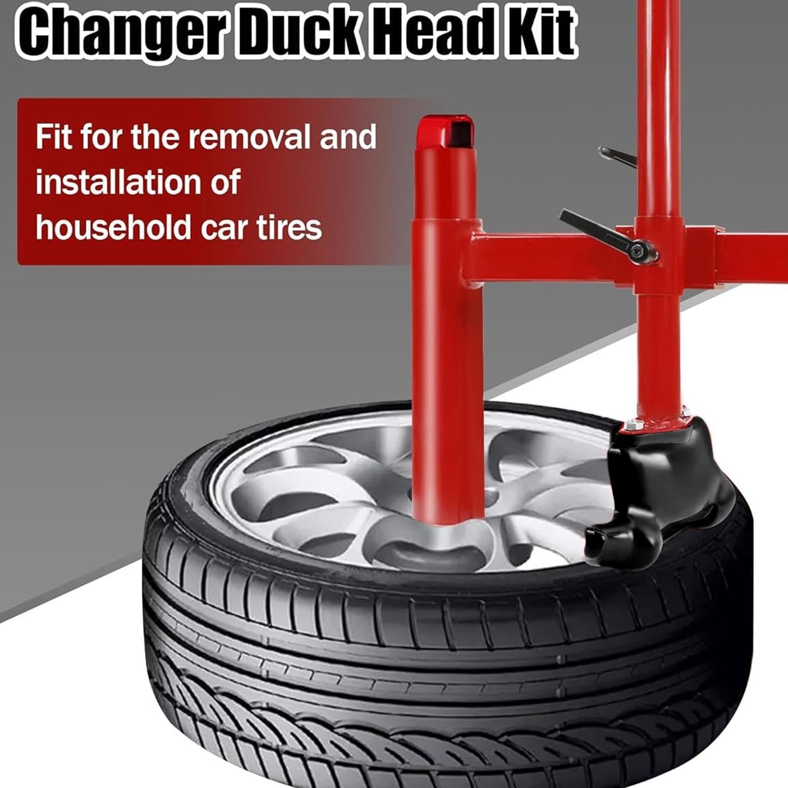 Manual Tire Changer Duck Head Adapter Kit with Silver Cone Fit for 16-21 inch Tires, Thickened Steel Duck Head Tire Changer Fits Most Car Tires, Easy Operated Tire Repair Tool