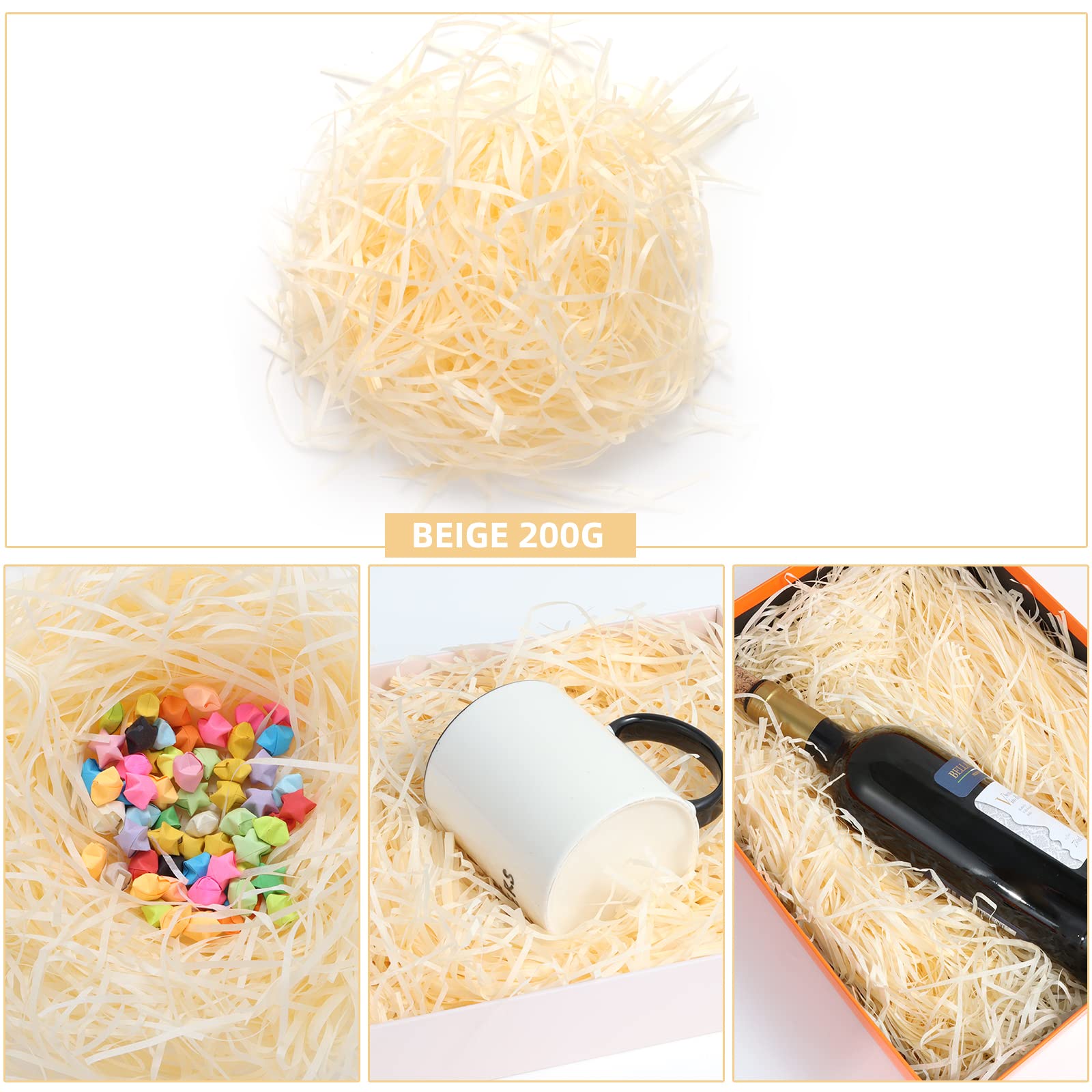 Lyaor 200 Grams Raffia Gift Filler Paper Shreds Gift Filler Paper Shreds Box Filling Material Grass Craft Shredded Tissue Paper for Basket Filling Gift Box Decoration DIY Gift Packaging - Image 2