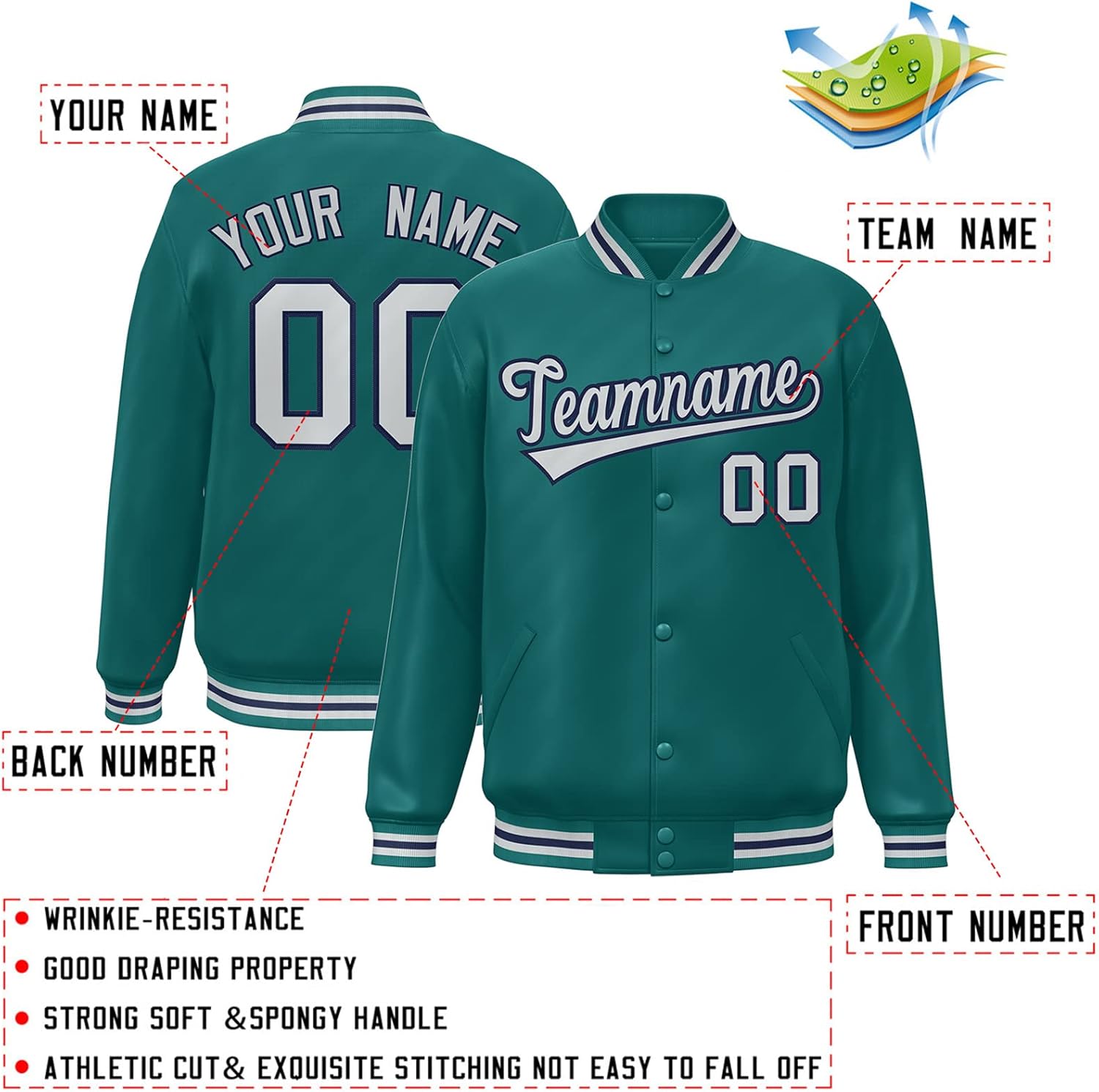 KXK Custom Men Women Youth Varsity Baseball Jackets Bomber Lightweight Coat Personalized Stitched Name Number - Image 2