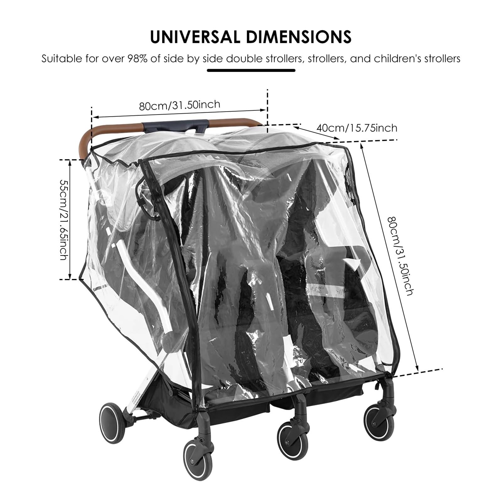 Kinderwagen Regenschutz Universal-Regenschutz for Kinderwagen, for Einzel- und Doppelkinderwagen, transparenter Regenmantel, Wind- und Staubschutz, Zubehör for Kinderwagen im Freien(S)