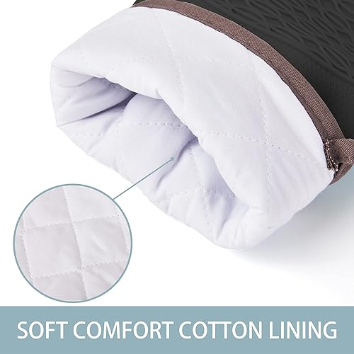 Miniatura 6 de Juego de 5 guantes de horno de silicona, resistentes al calor, guantes de horno y soportes para ollas, guantes de cocina, guantes de horno para