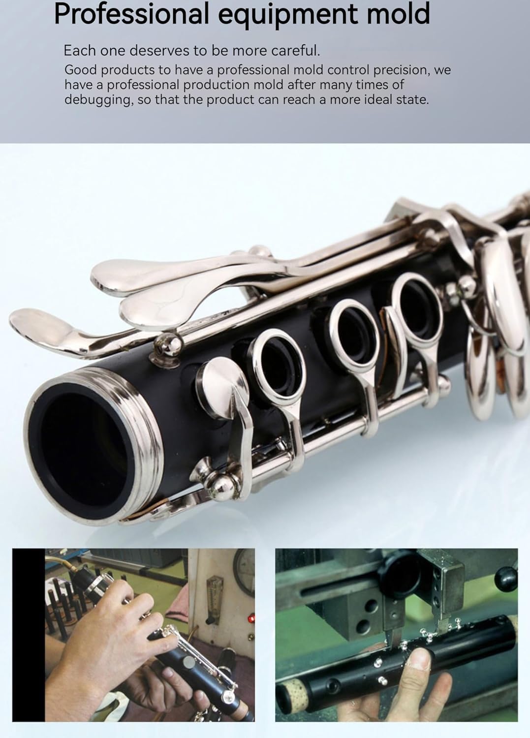 clarinet in B flat，beginner's performance, professional playing instrument with box, cleaning kit.