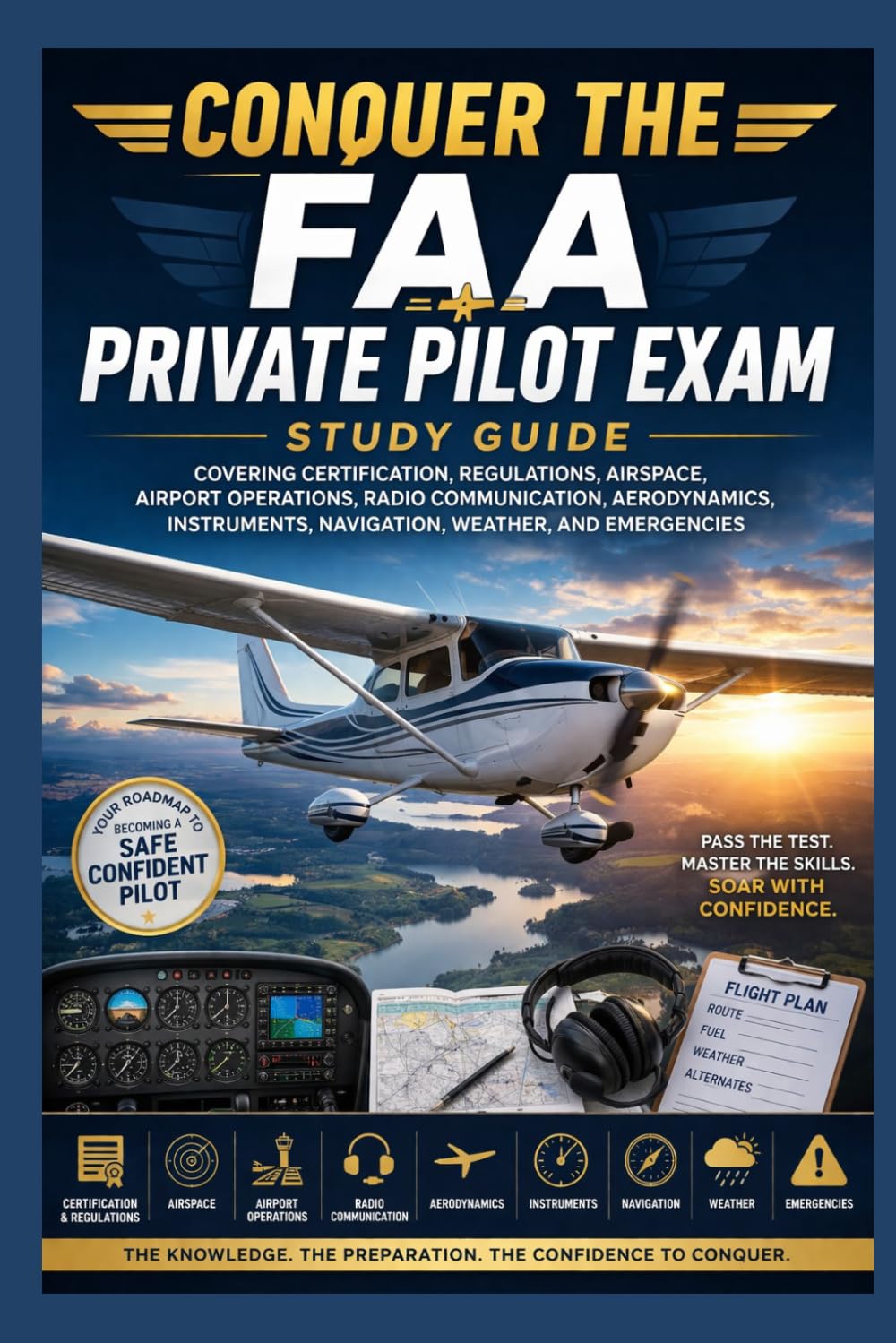 Conquer the FAA Private Pilot Exam: Study Guide Covering Certification, Regulations, Airspace, Airport Operations, Radio Communication, Aerodynamics, Instruments, Navigation, Weather, and Emergencies