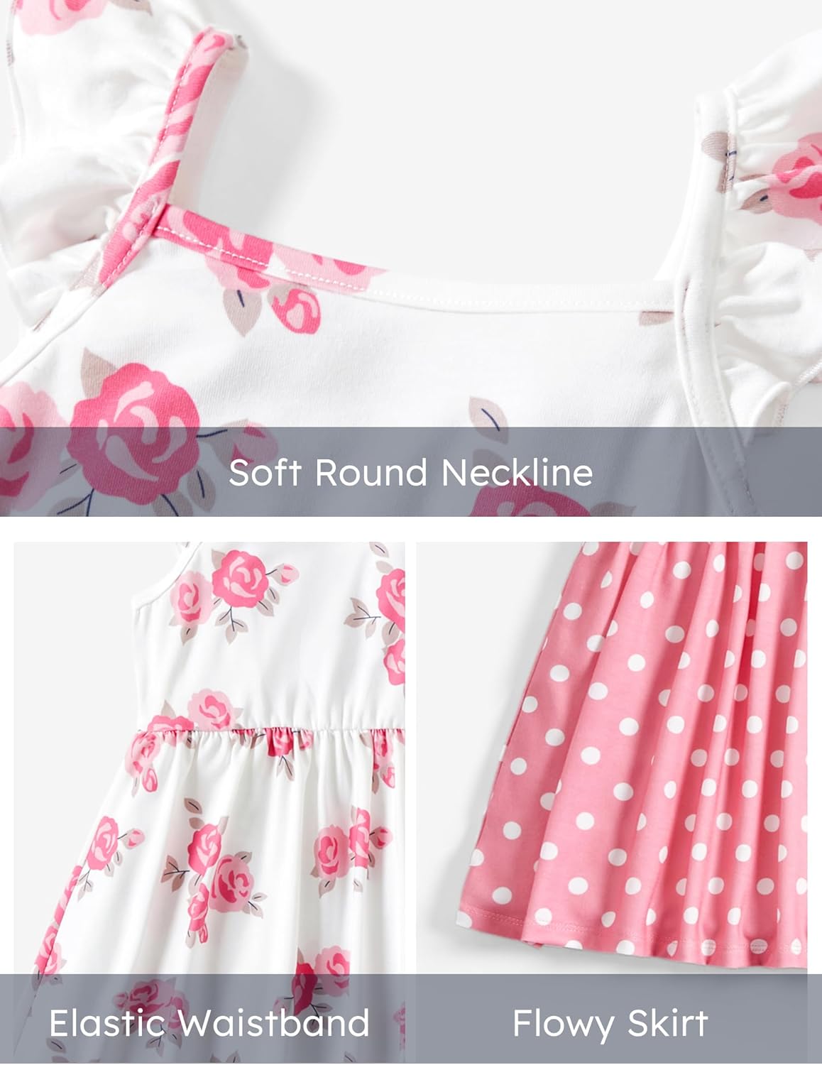 PATPAT Multipack Girl Toddler Dresses Sleeveless Flamingo Striped Toddler Casual Dresses - Image 7