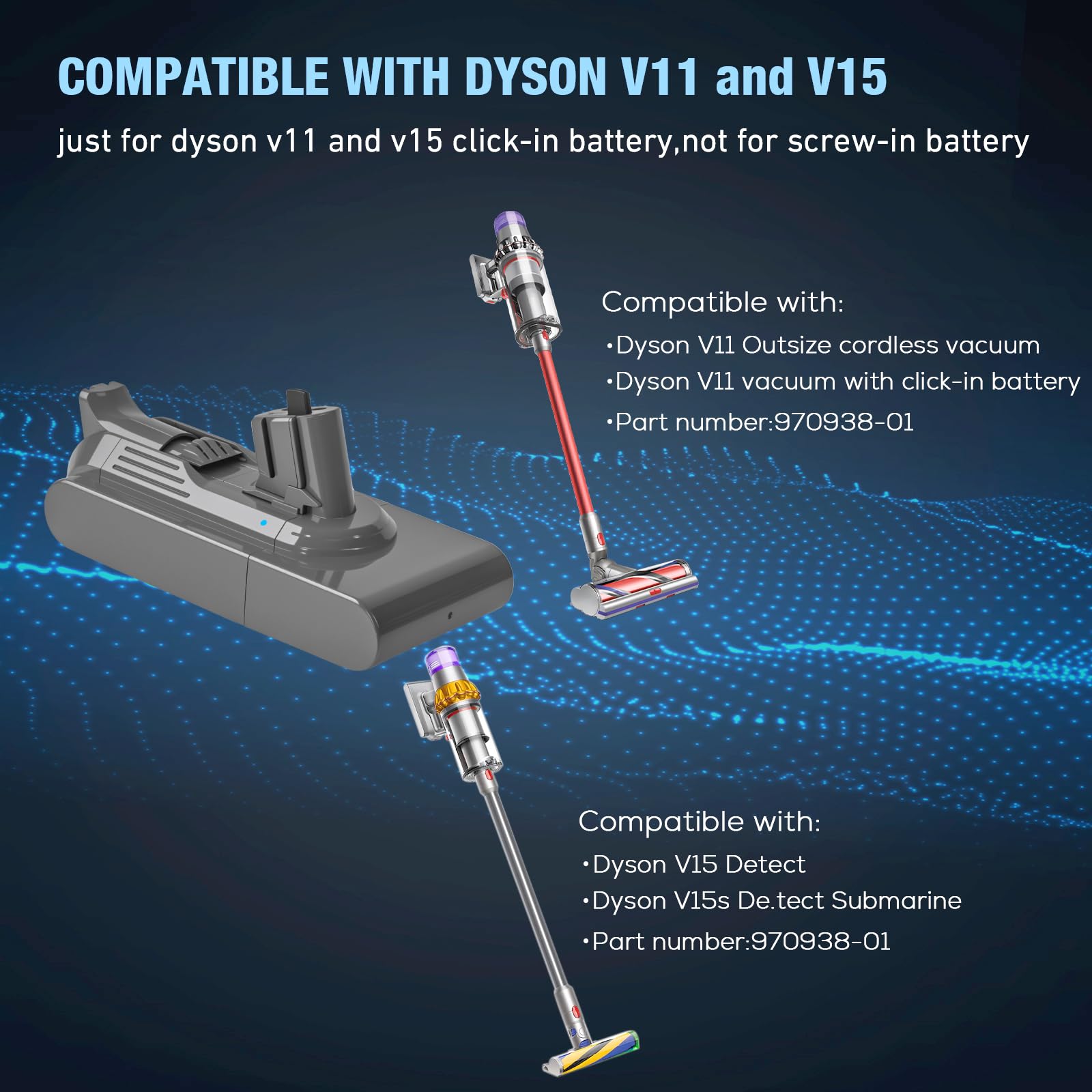 Amazon.com: Batryuic Real 5.0Ah V11 V15 Click in Battery