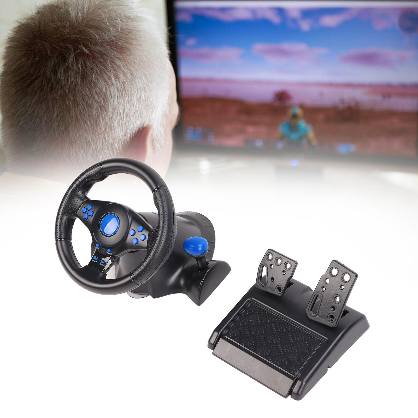 Bediffer Vuota del Gioco da Gioco USB di Vibrazione con Pedale - 180 Rotazione Compatibile con PC, 360 - Migliora la Tua Esperienza di Gioco