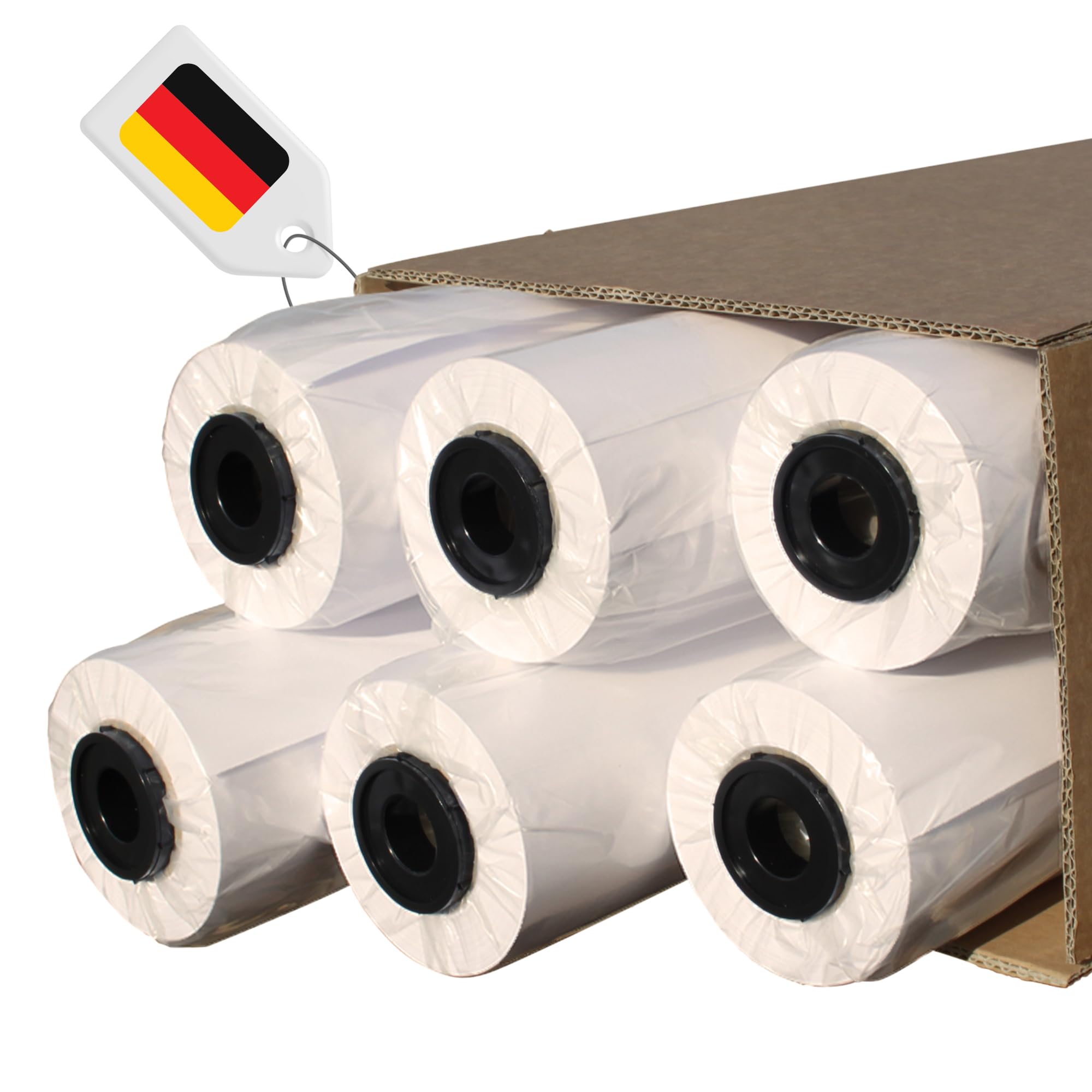 Lot de 6 rouleaux de papier traceur 90 g/m² - 100 % recyclé - 610 mm x 45 m - Gaine de 50 mm - Non revêtu pour CAO, dessins techniques et plans