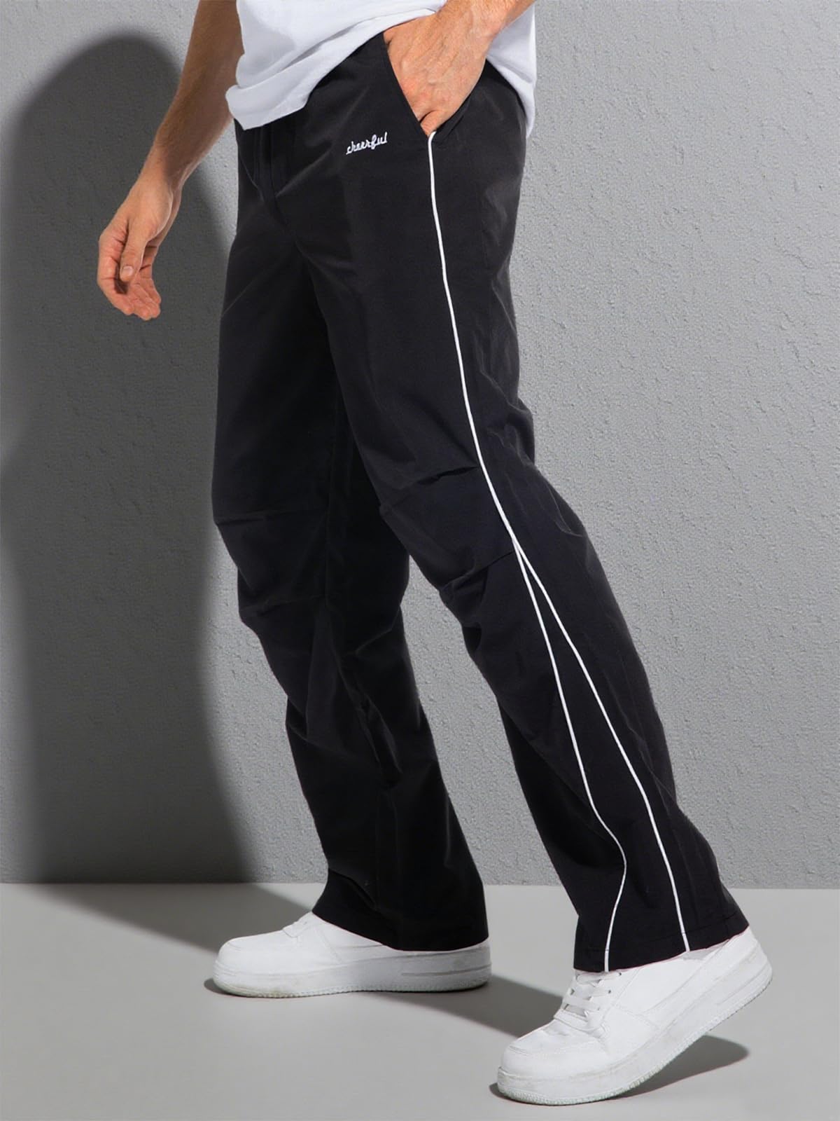 HAWILAND Pantalon de jogging baggy pour homme, long, léger, large, avec poches, pour le sport, la gym, le fitness