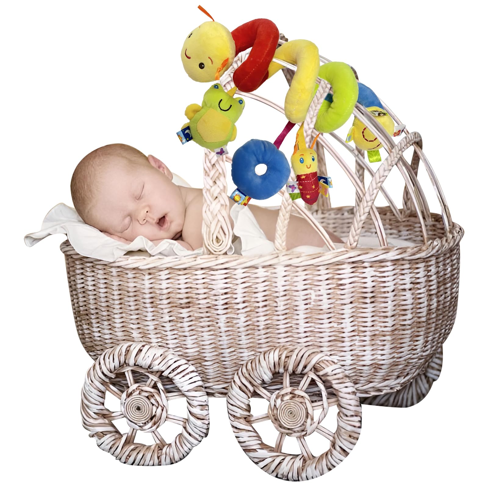 Juguetes calmantes para bebés, Decoraciones para cunas, Juguetes de Peluche en Espiral, Juguetes Colgantes para cunas, Decoraciones para andadores, 0 3 6 9 12 Meses bebé