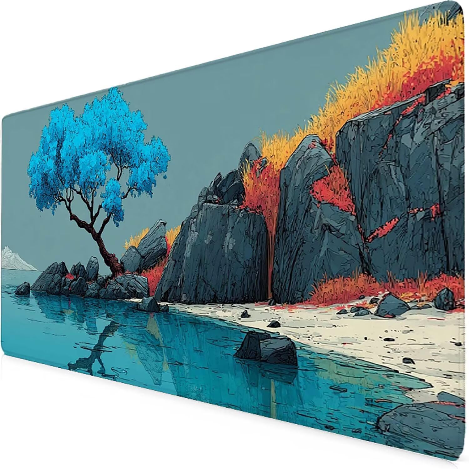 Tappetino Mouse XXL 1000x500mm Blu Mousepad Albero Tappetino Scrivania Grande, con base in Gomma Antiscivolo, Impermeabile Sottomano Scrivania per Computer, Ufficio, Accessori Gaming Mouse Pad 5-1738x