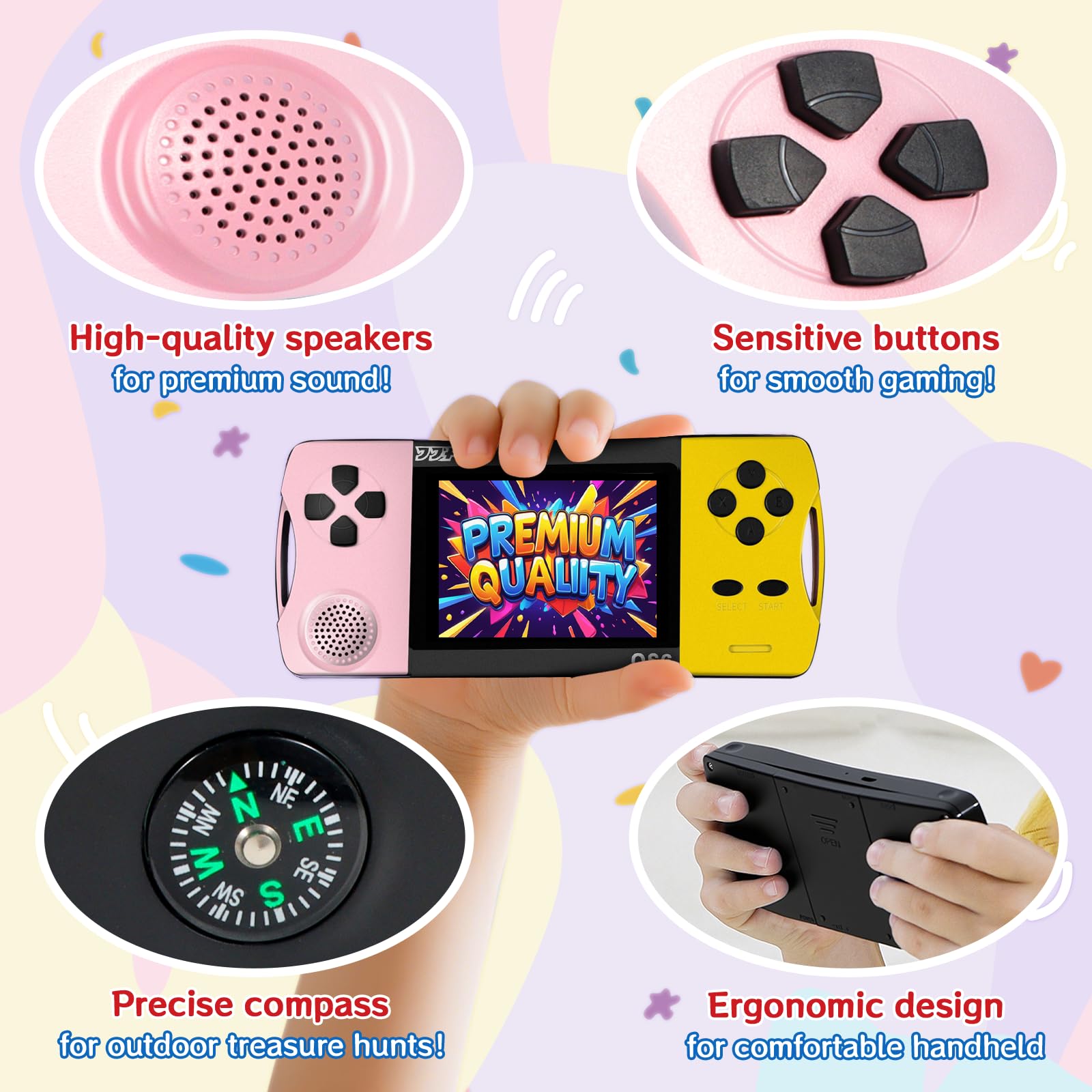 Amazon | ポータブル 携帯ゲーム機 子供用 | 216種レトロゲーム内蔵