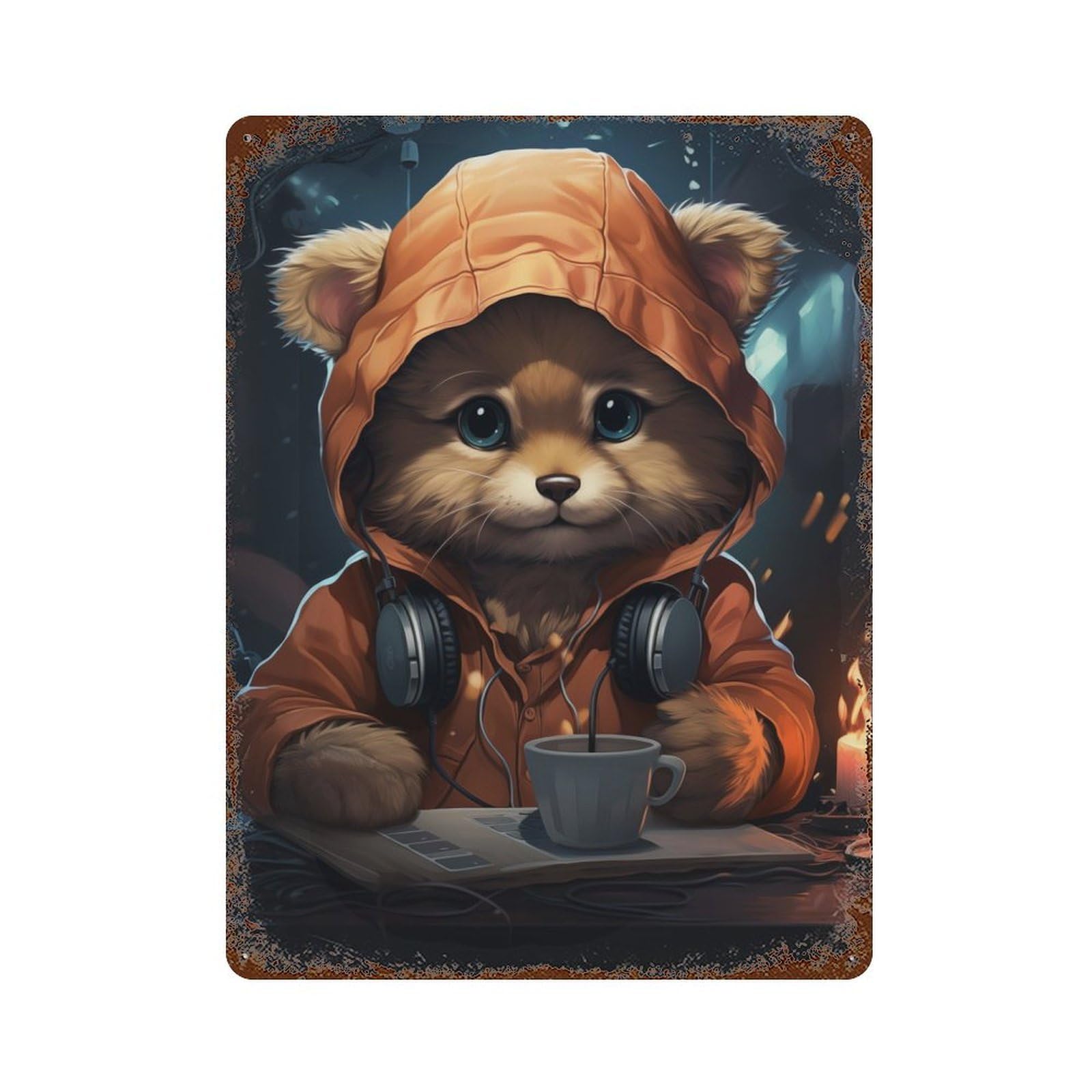 Gamer Dog Vintage Rust Metal Sign 15.7"x11.8", Farmhouse Wall Decor for Garage, Pub Or Kitchen