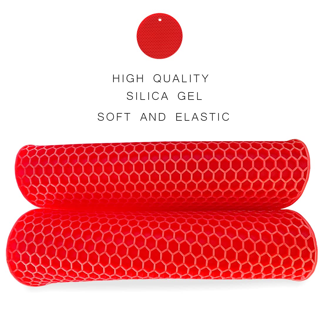 PTAPIPI Salvamanteles de Silicona (Pack de 2, Ø18cm) | Soporte para Ollas Calientes Resistente al Calor, Antideslizante y Lavavajillas (Rojo)