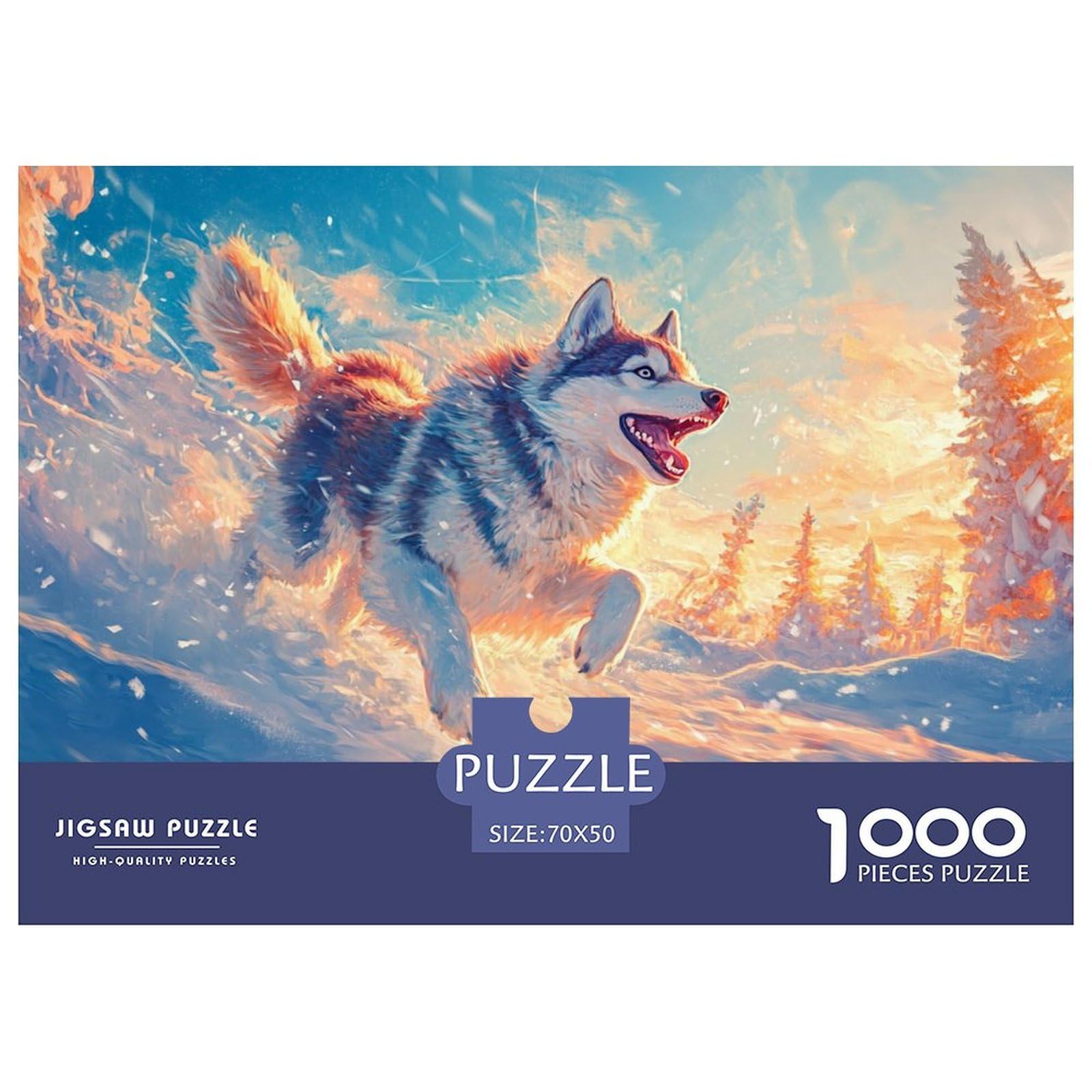 Jigsaw Siberian Husky 1000 Pieces Challenge Game for Adults,Winter Scene Impossible Jigsaw Puzzles 1000 Piece Educational Games for Adults Or Families 70x50cm/1000pcs