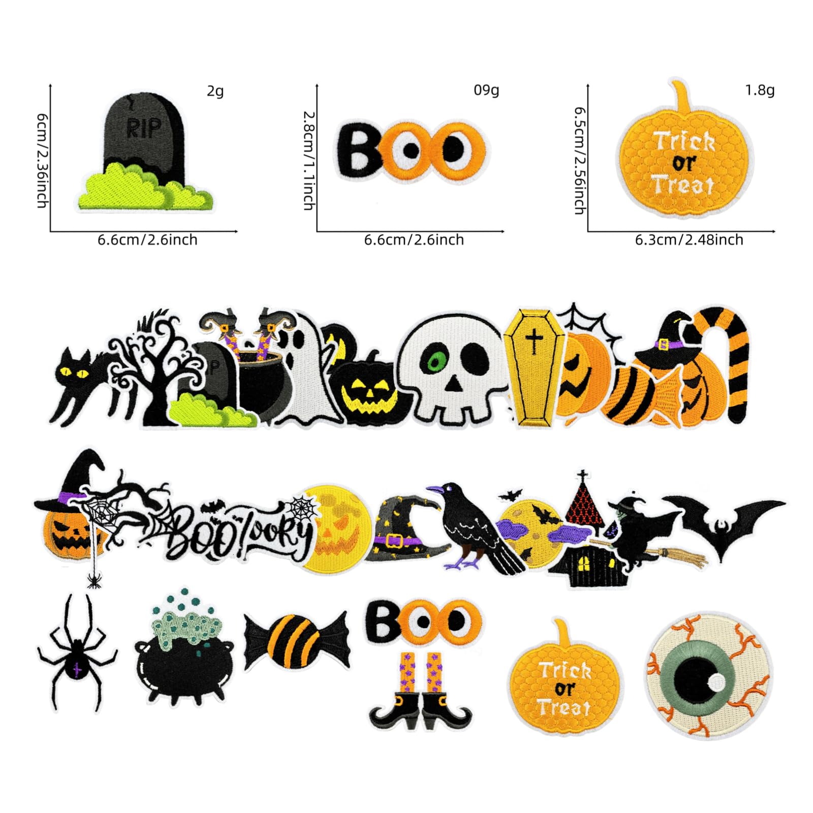 Lot De 3 Thermocollants Halloween Pour Vêtements - Motifs Colorés, Transfert Par Repassage, 22x22 Cm