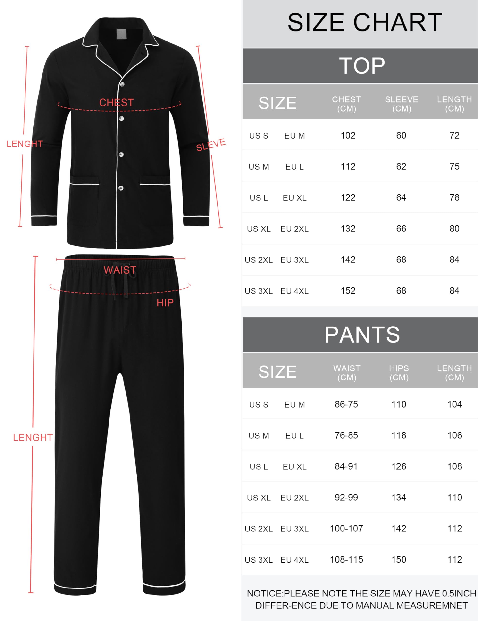 MoFiz Pigiama Uomo Cotone Lungo Invernale Pigiama da Notte con Bottoni Maniche Lunghe Pigiami Due Pezzi Camicia Pigiama e Pantaloni con Tasche Morbidi e Confortevoli