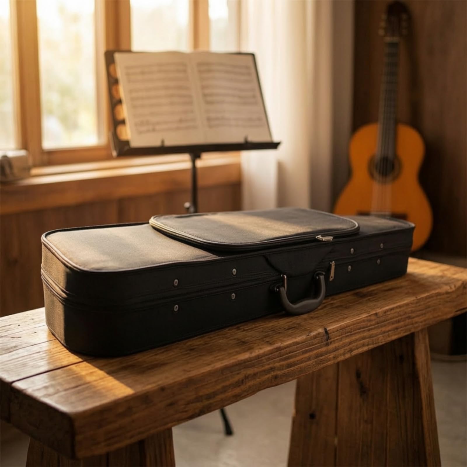 Custodia per Violino Custodia Rigida Astuccio Scatola Valigetta con Compartimenti per Archetti E Accessori Fodera Morbida Schiuma Coperchio, 3/4