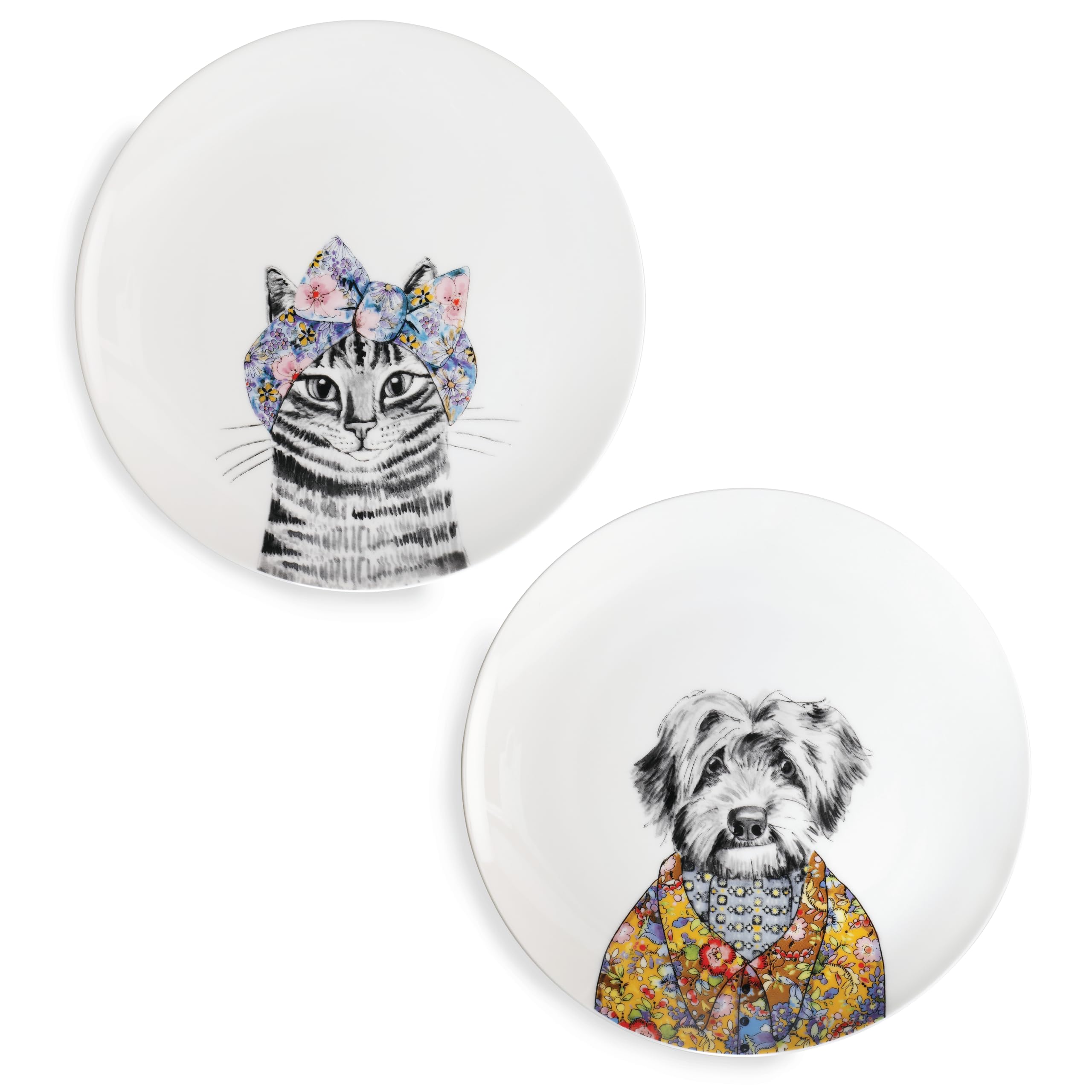 MIKASA x Tipperleyhill Side Plates, Set of 2 Cake Plates for Afternoon Tea, 21cm, Fine China, Alice in Wonderland Teaware, Dishwasher Safe & Gift Boxed
