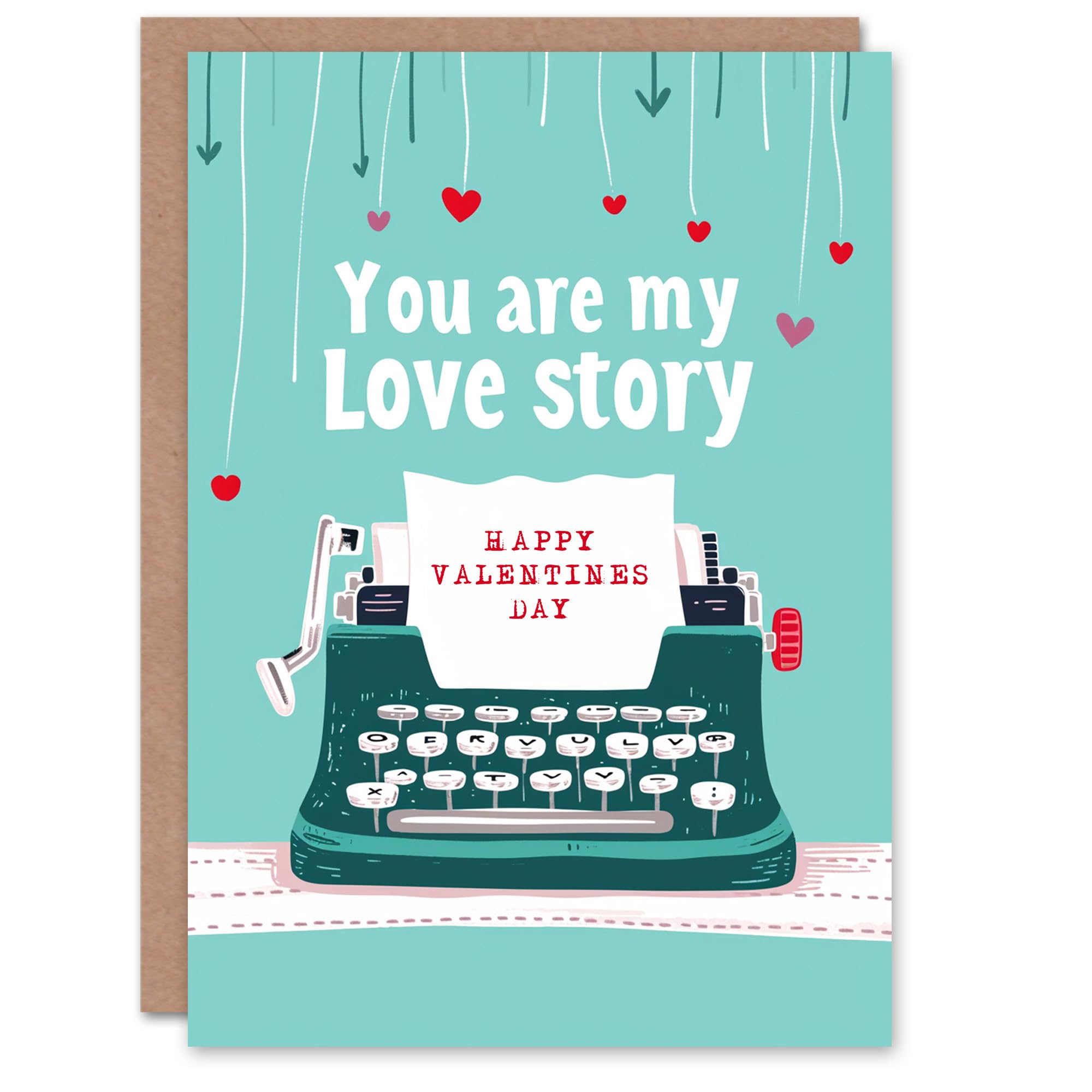 Artery8 Valentines Day Greeting Card You Are My Love Story Typewriter For Him or Her