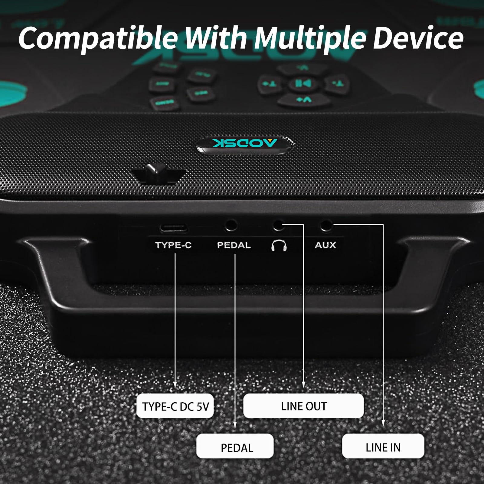 AODSK Set batteria elettronica, 9 pad per esercitarsi con jack per cuffie, macchina arrotolabile con altoparlante integrato, pedali, bacchette, ottimo regalo per Natale, compleanno