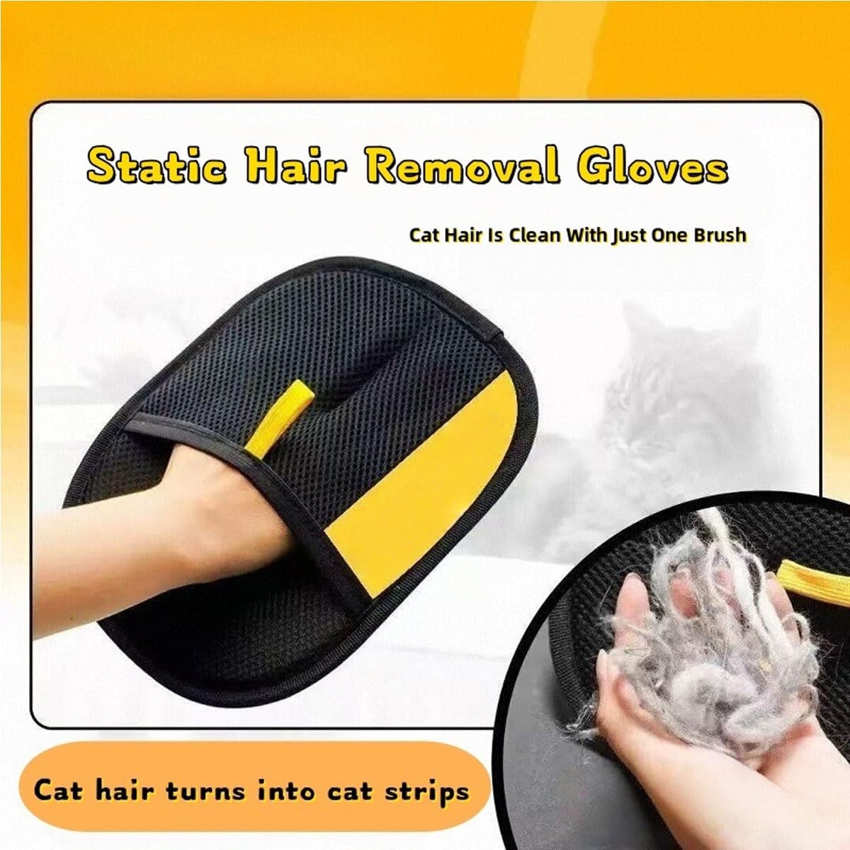 IFSLQNX Pet Hair Remover Glove, Pet Hair Remover Electrostatic Gloves, Reusable Double Sided Electrostatic Pet Hair Remover for Couch, Clothing, Carpet (1PCS)