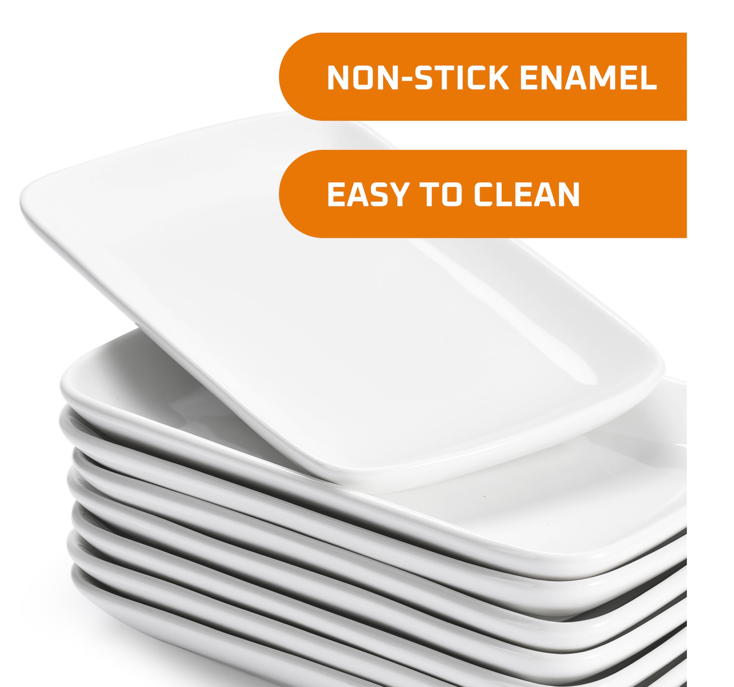 Bruntmor White Rectangular Platter Plates Set of 8 - Ceramic Serving Dishes - 8'' White Plates Serving Tray for Dessert Appetizer, Salad - Microwave Oven Safe - Perfect for Dinner and Party Buffet