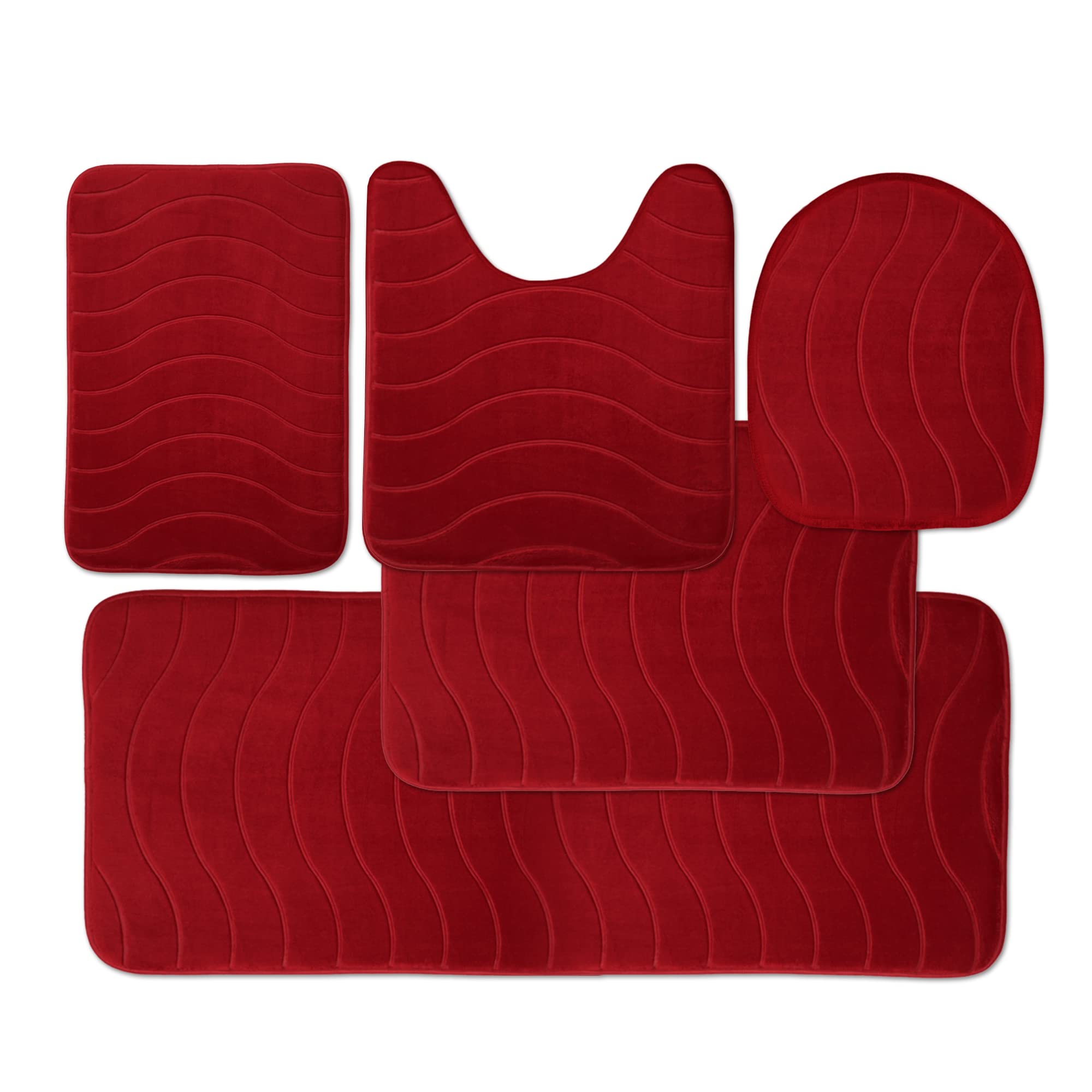 Elvoki Luxury Bathroom Rugs Set 5 Piece Memory Foam Bath Mat Set