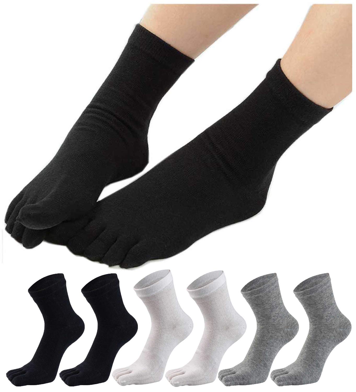 HONOW Women's Low Cut Toe Socks Ankle Cotton Running Socks(Pack of 5/6)